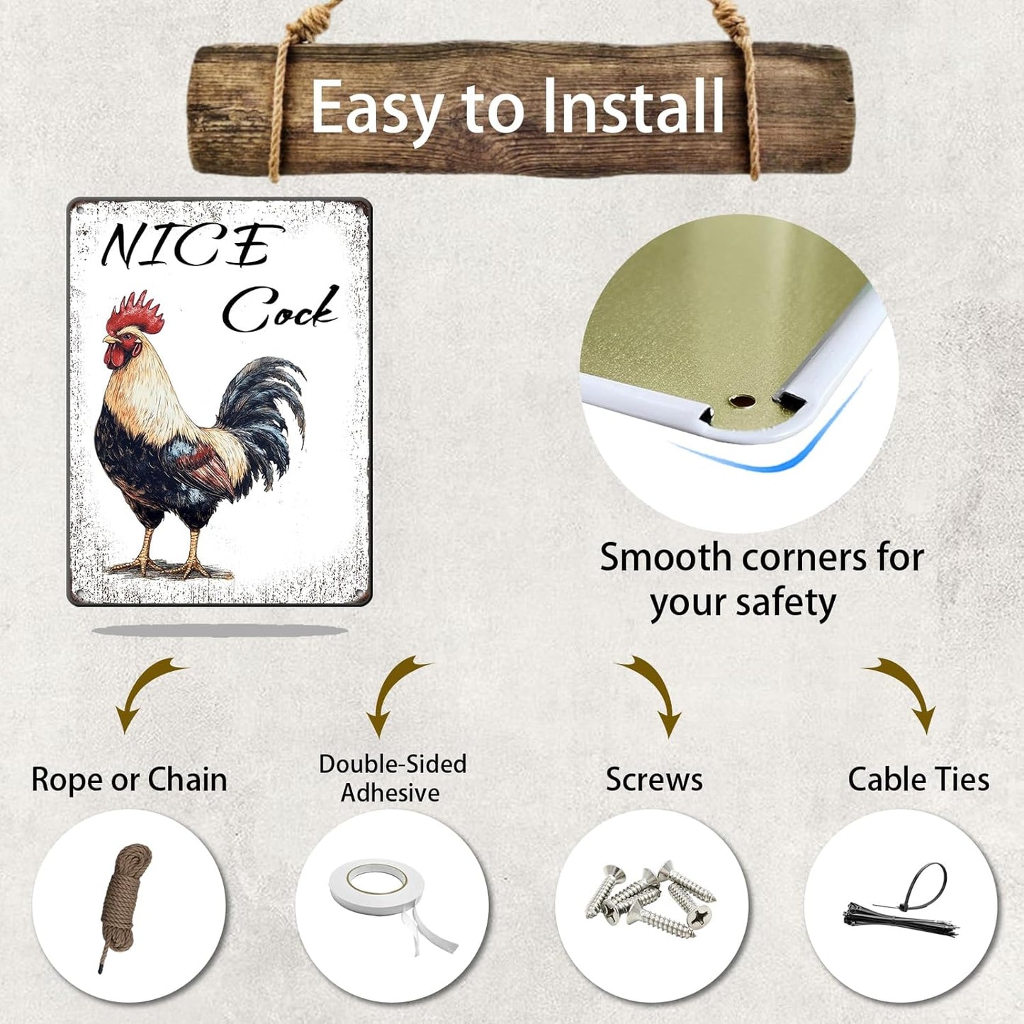 Nice Cock Metal Tin Sign 12x16 Inch Farmhourse Chicken Poster Chicken Tin Sign Home Kitchen Garden Bar Pub Restaurant Are Wall Decor