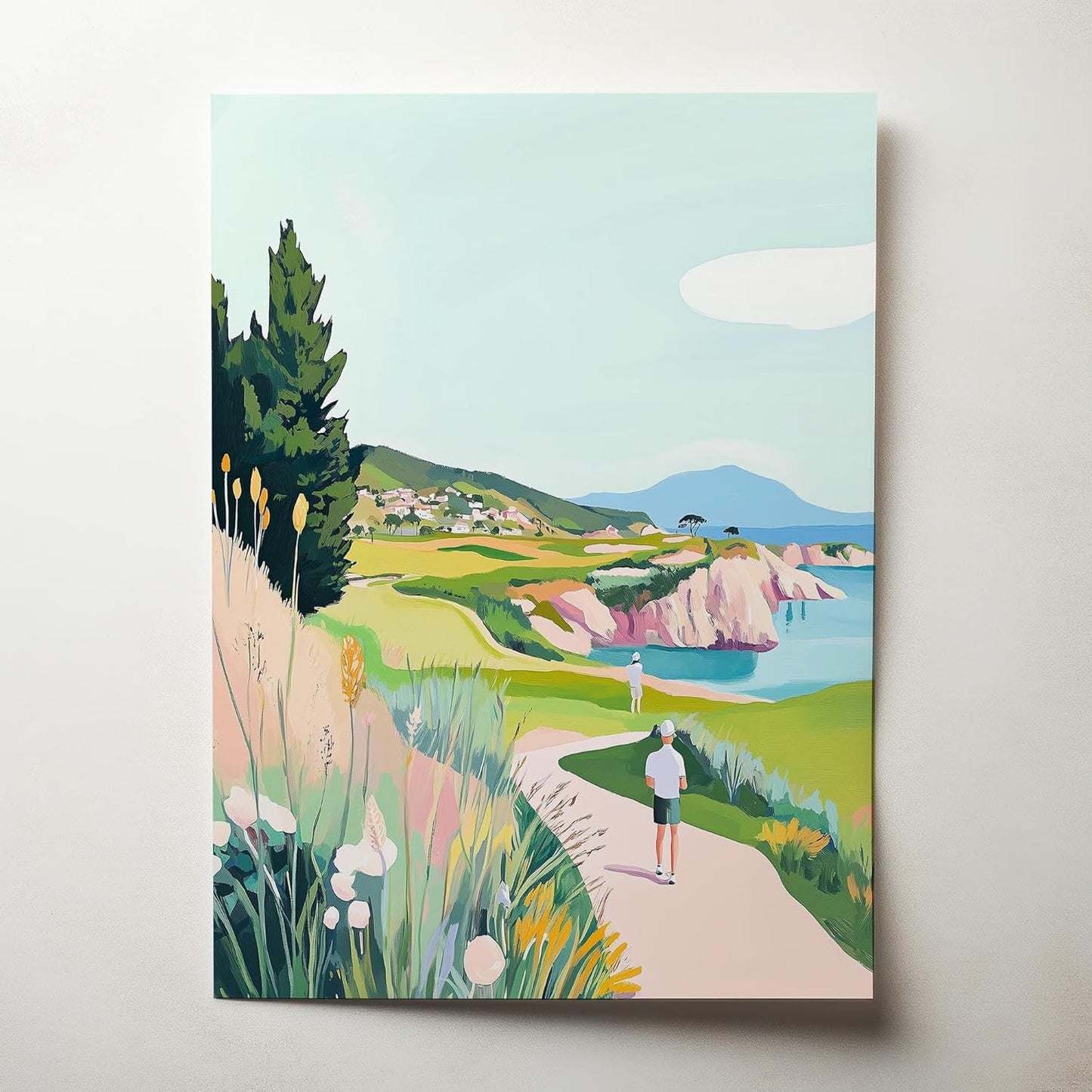 Golf Course Floral Pastel Art Print Posters - Premium Giclee Fine Art Prints - Golf Course Home Decor Posters, Golfer Art Prints for Home and Office Decor - Vintage Aesthetic, Ready to Frame