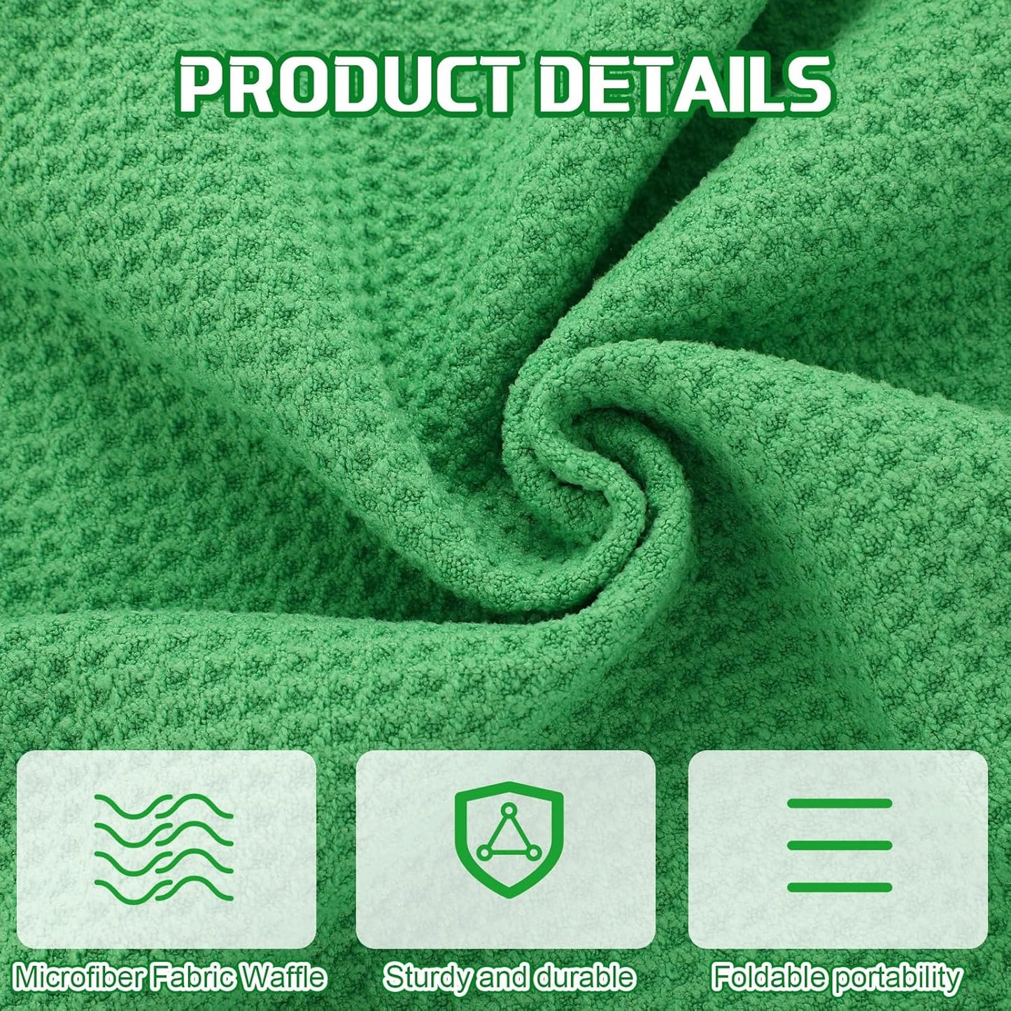 Batiyeer 12 Pcs Golf Towel Bulk for Golf Bags 16'' x 16'' Microfiber Fabric Towel with Clip Waffle Pattern, Fitness, Camping, Hiking, Yoga