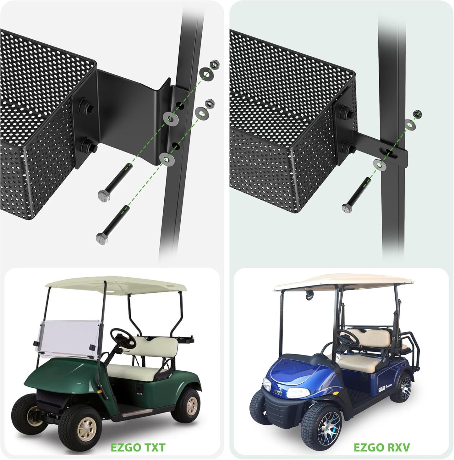 10L0L Golf Cart Front Inner Basket for EZGO TXT & RXV, Dash Storage Box Metal Mesh Tray Organizer