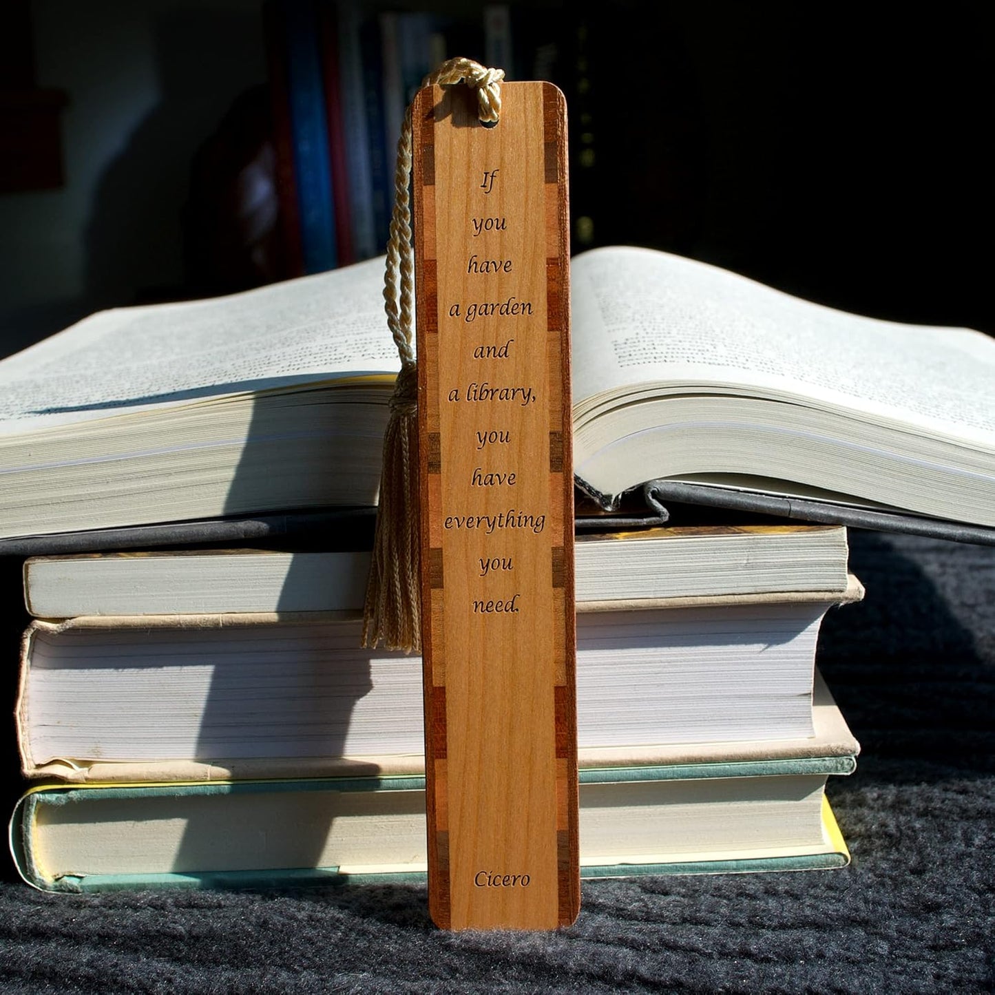 Cicero A Library and Garden Quote Engraved Wooden Bookmark - Made in The USA - Also Available with Personalization