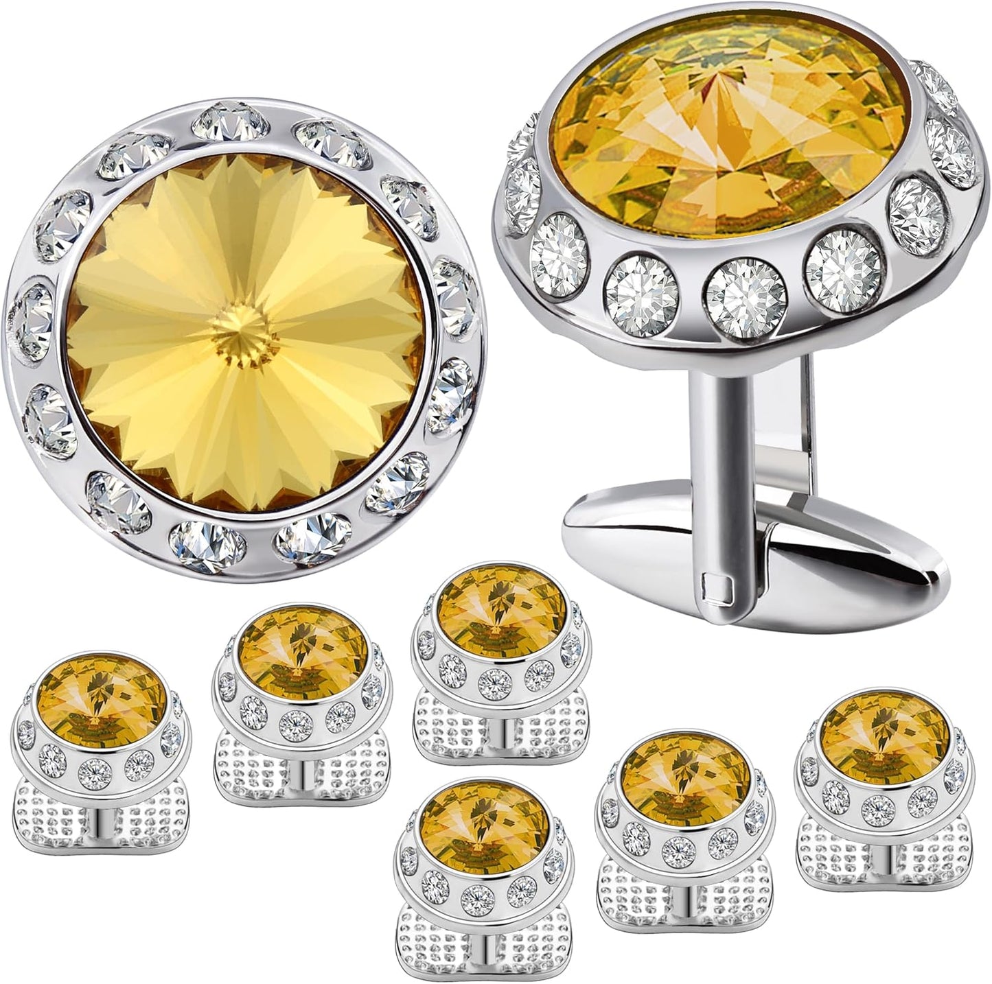 HAWSON Birthstone Tuxedo Studs and Cufflinks Set for Men's Suit Tuxedo Formal Dress Shirt Wedding Business Party Accessories