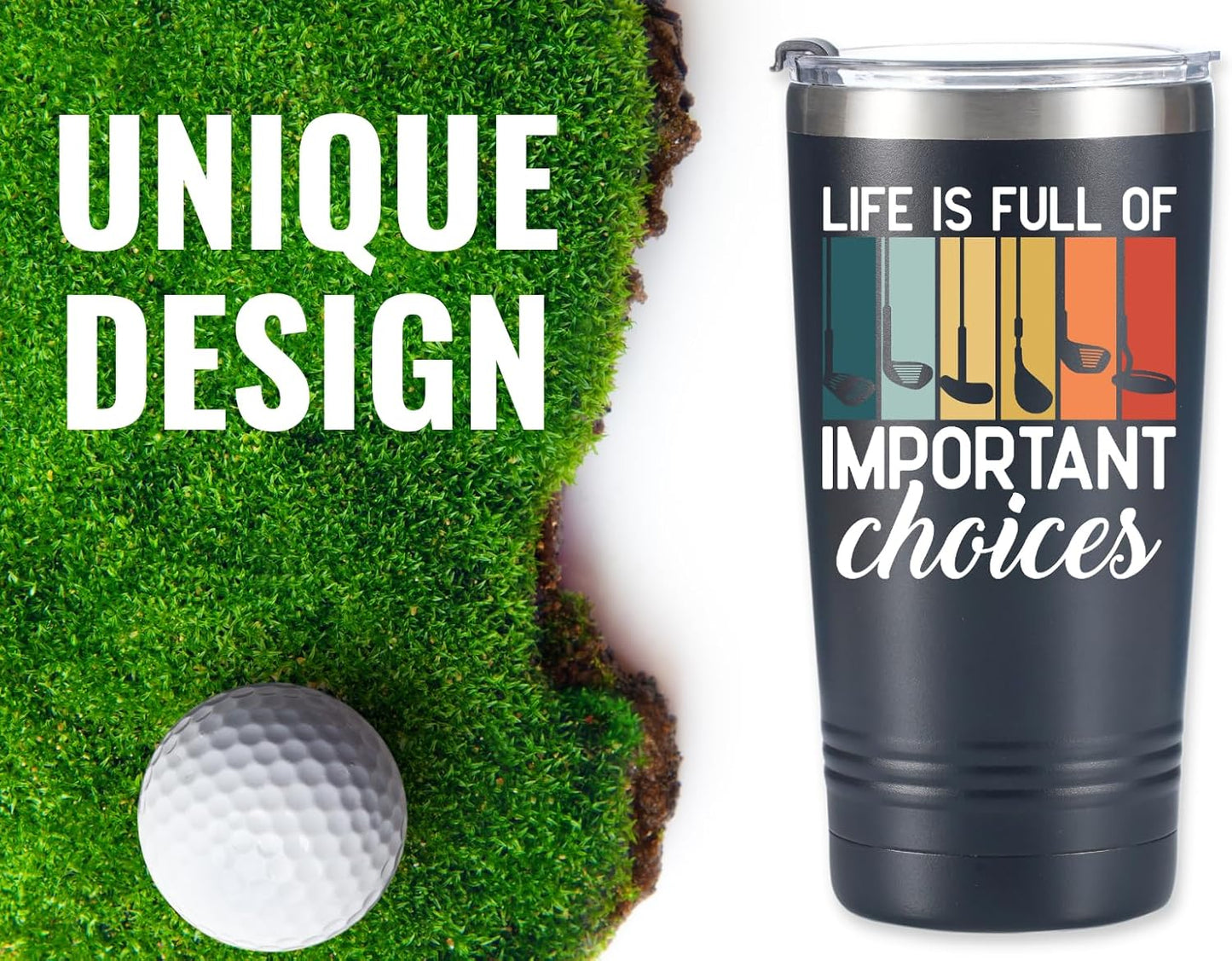 Onebttl Golf Gifts for Men - Funny 20oz Tumbler, Dad & Fathers Day Gift, Birthday Present for Golf Lovers - Black