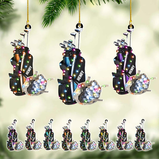 Personalized Golf Ornaments for Christmas Tree 2025 Custom Golf Christmas Ornament Golfing Bag Ornament Sports Golf Cart Ornaments Gift for Golfer Bag Golfing Lovers Hanging Decoration (G4)