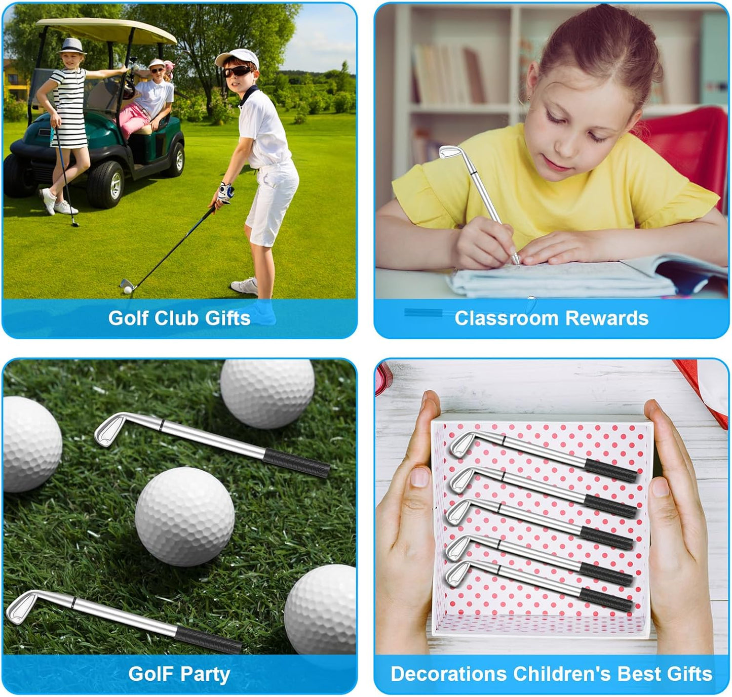 100 Pcs Mini Golf Club Ballpoint Pens 1.0 mm Bulk, Decorative Mini Golf Ballpoint Clubs Pen Ball Ergonomic Pen for Students School Office Souvenirs Funny Sports Golfing Club Props Party Favors Decor