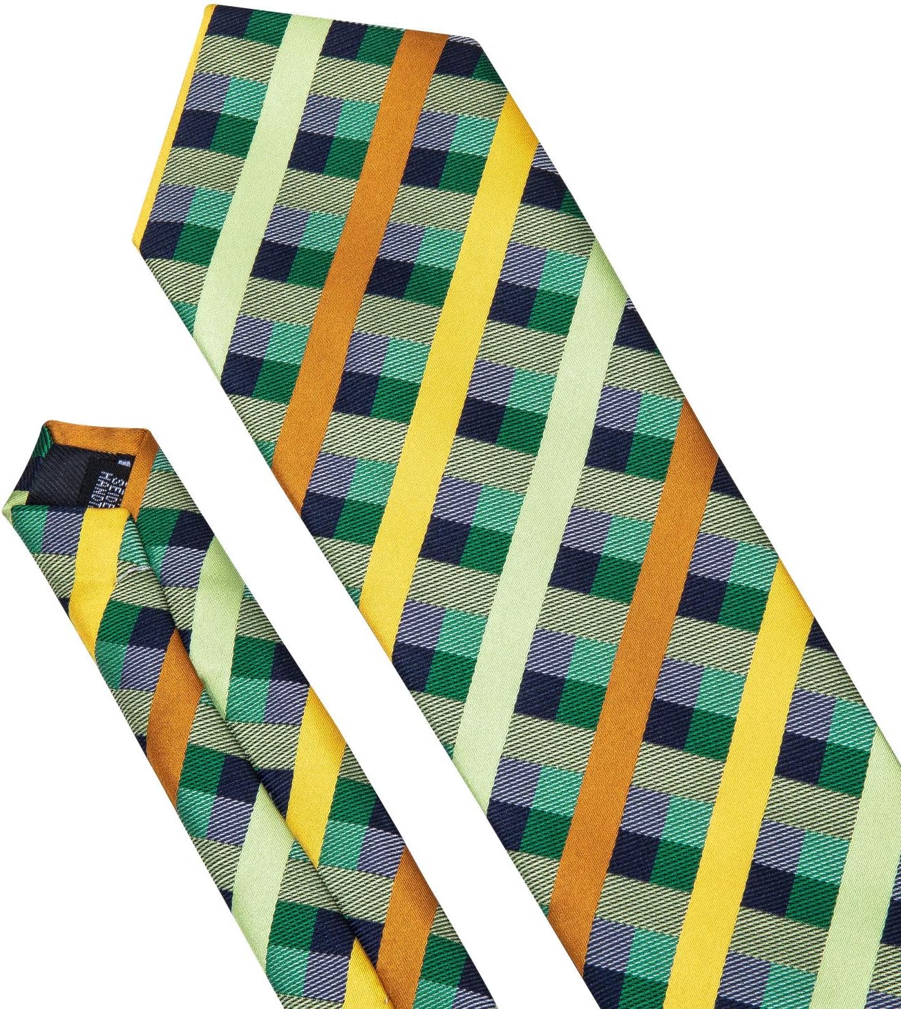 Barry.Wang Designer Classic Ties for Men Set Formal Pocket Square Cufflink Check Plaid