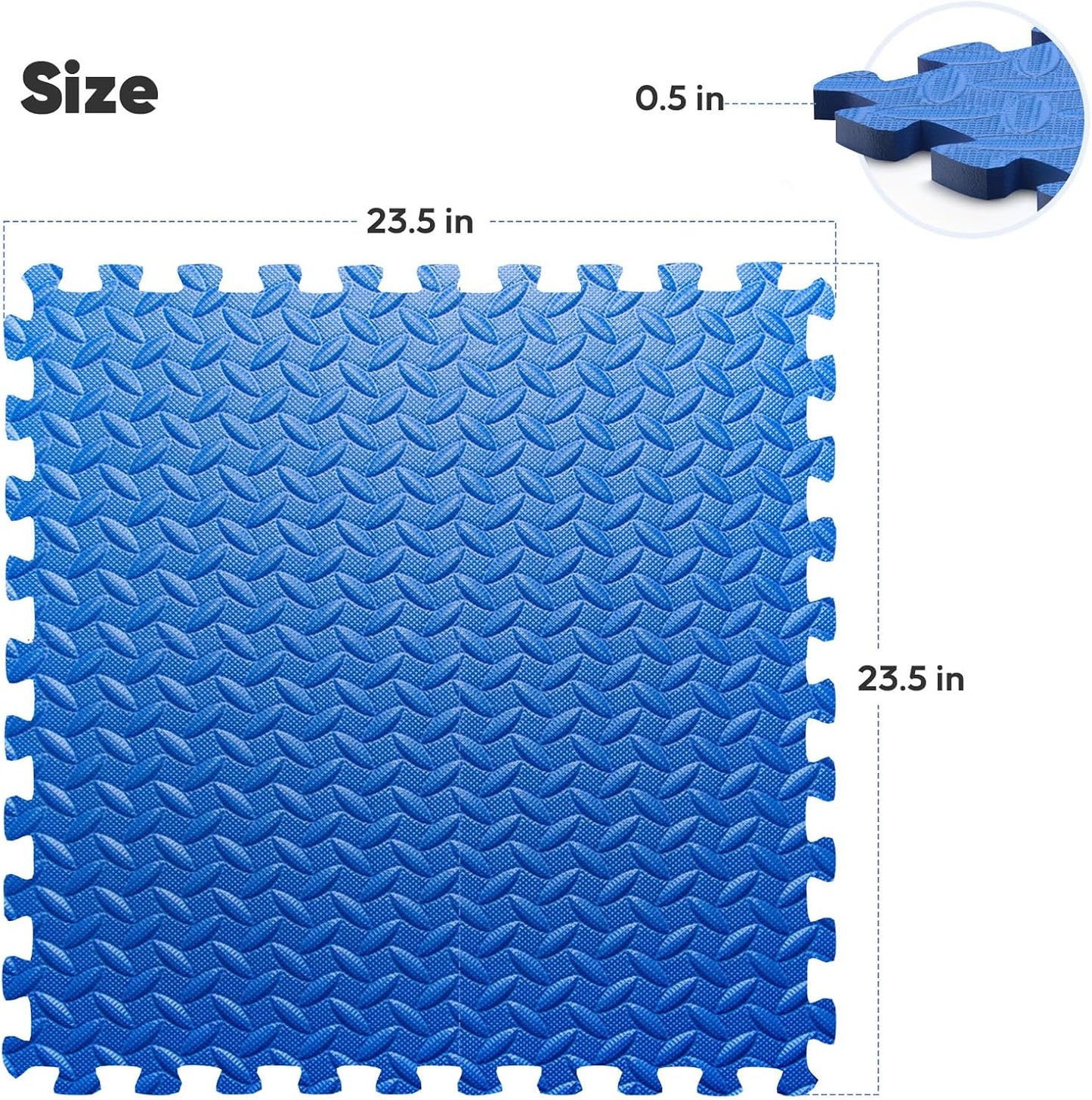 Home Gym Mat, Puzzle Exercise Mat, EVA Interlocking Foam Floor Tiles for Home Workout Equipment and Kids' Play Areas -, 24 in x 24 in x ½ in, Blue 36 Tiles