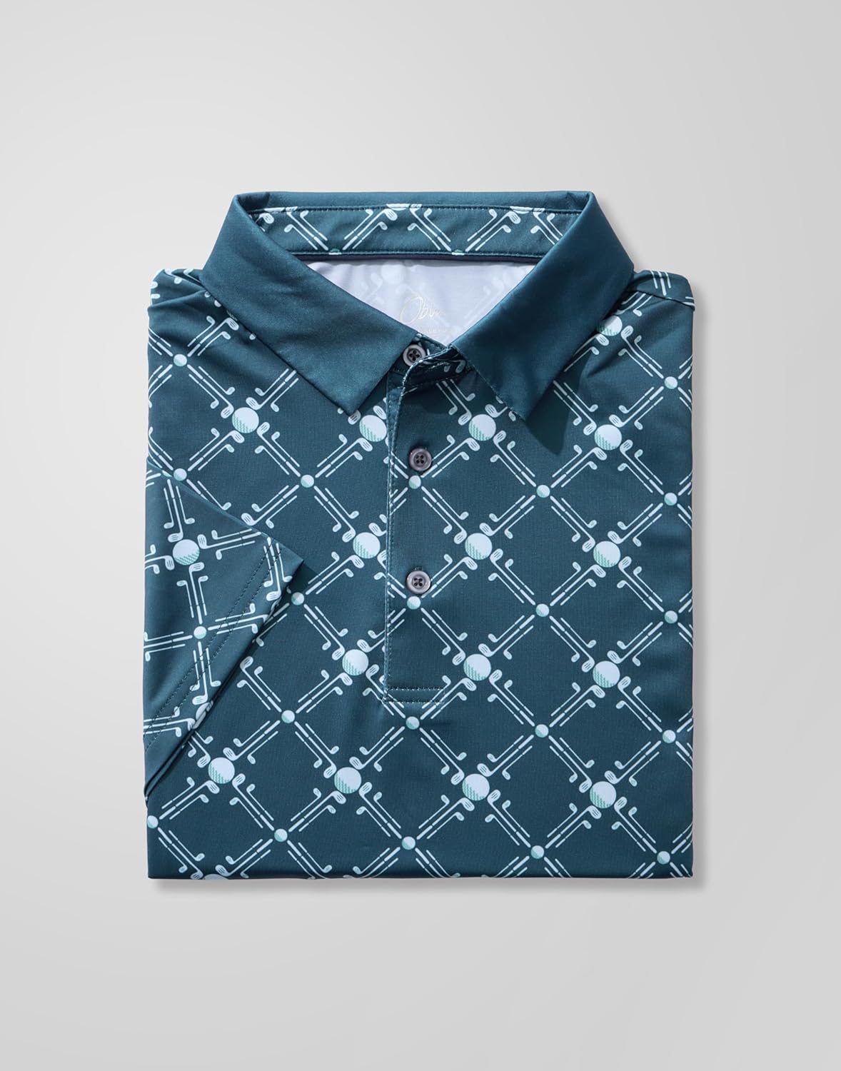Obla Mens Golf Polo Shirts Short Sleeve Dry Fit Performance Moisture Wicking Casual Print Collared Golf Shirts for Men