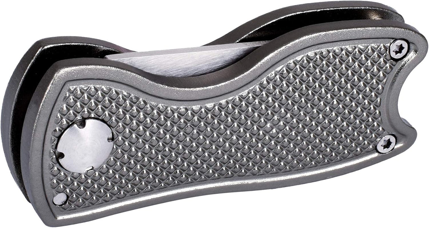 Mile High Life Golf Divot Repair Tool, All Metal Foldable Divot Tool with Pop-up Button & Magnetic Ball Marker, 2-6 Pack