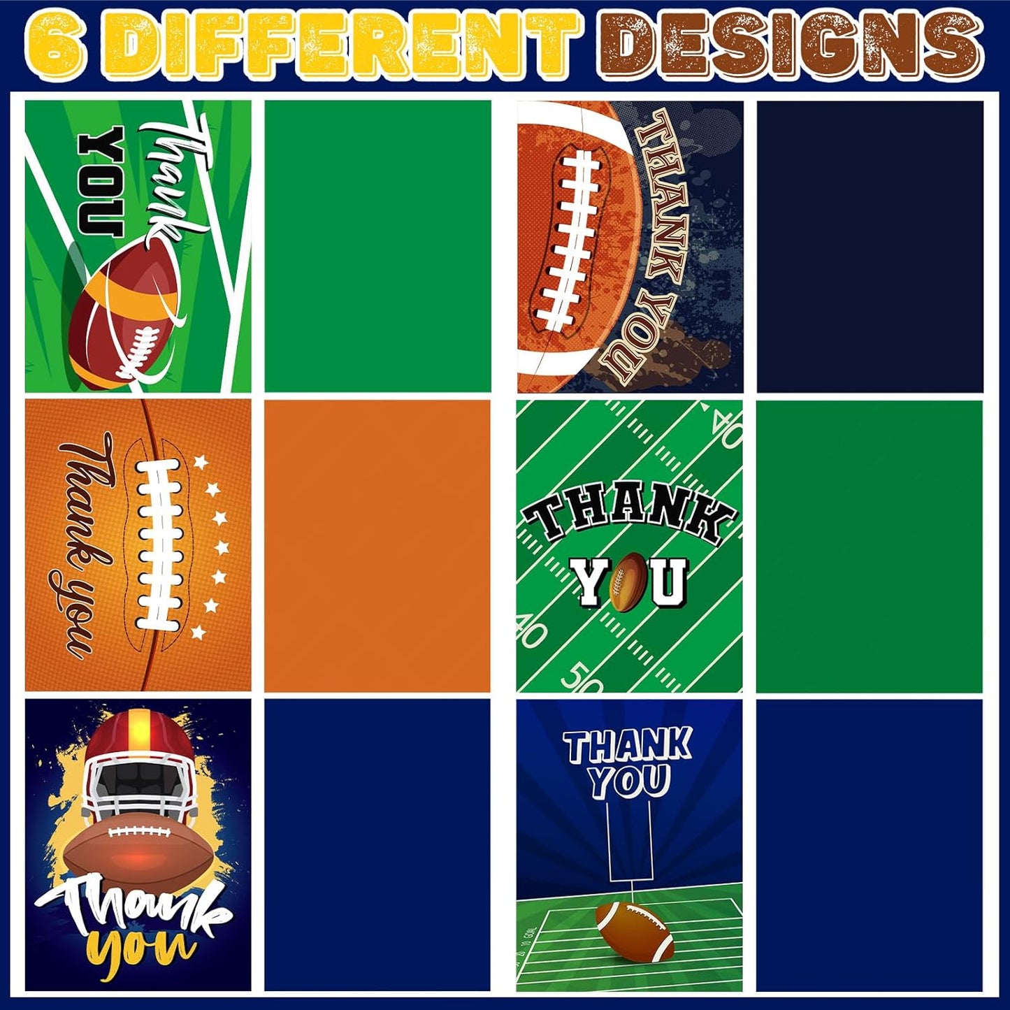 6 Pack Jumbo Thank You Card for Coach with Envelopes 8.5x11 Inch Thank You Cards Gifts from the Team Group Sports Themed Greeting Cards for Teacher Appreciation Gift(Football)