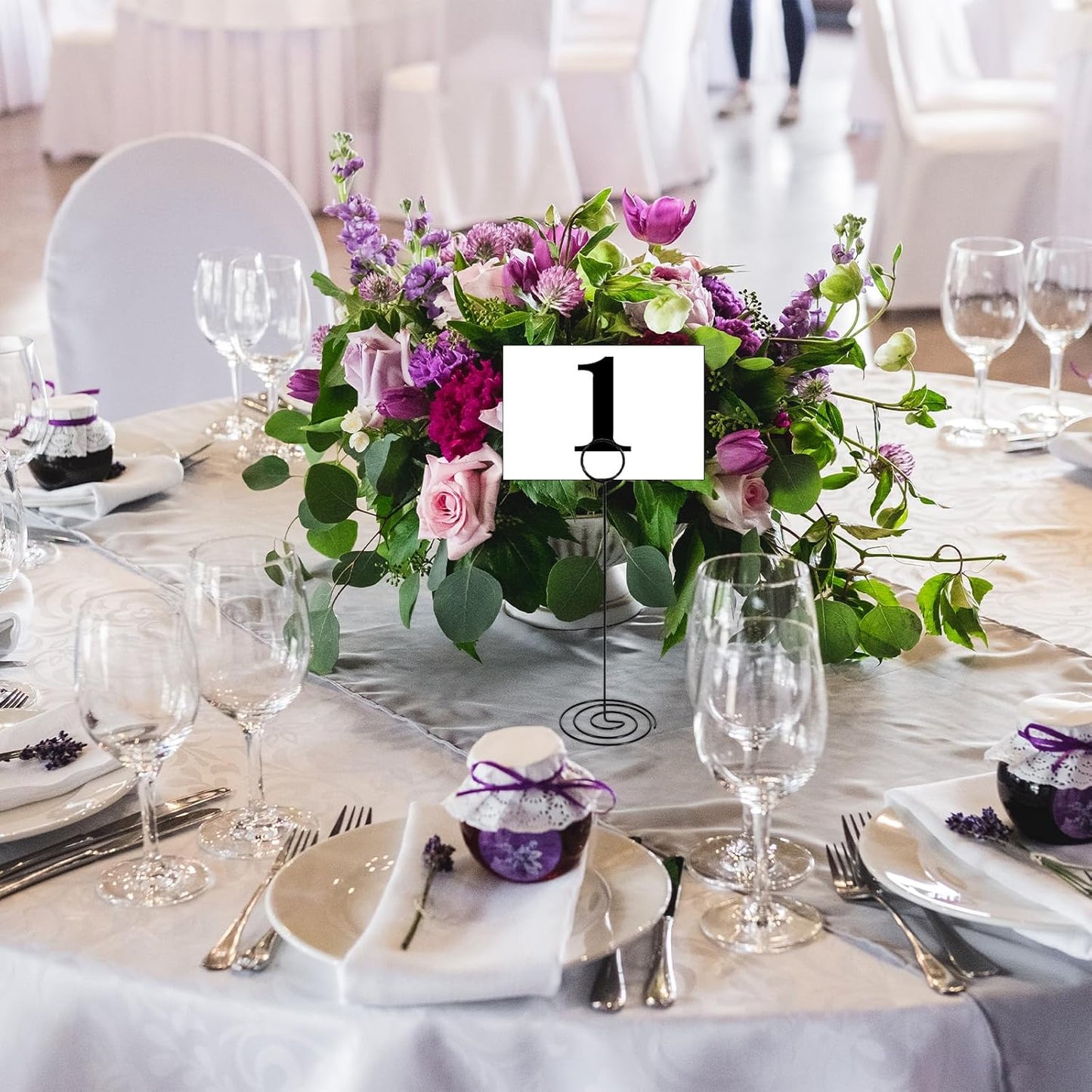 24 Pack 8.67 Inch Table Number Holder, Wire Photo Holder for Table, Name Menu Clips, Memo Note Cards Stand for Wedding Reception Anniversary Birthday Centerpieces (Black)