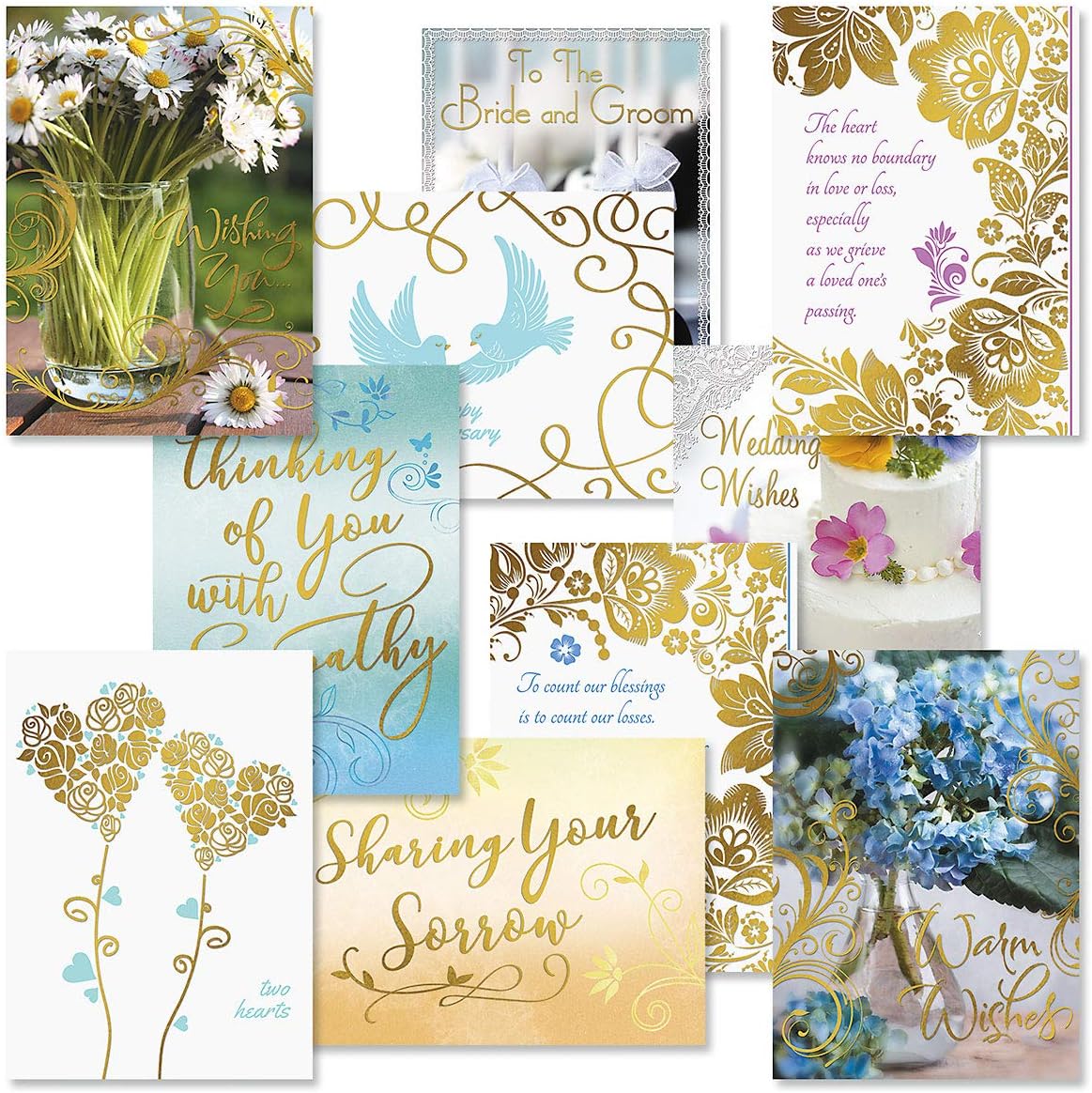 Current Deluxe Foil All Occasion Value Pack - 20 Cards With Envelopes, Celebration, Get Well, Sympathy, Birthday, Anniversary & Thinking of You Variety, Large 5" x 7" Assortment, 10 Design Set