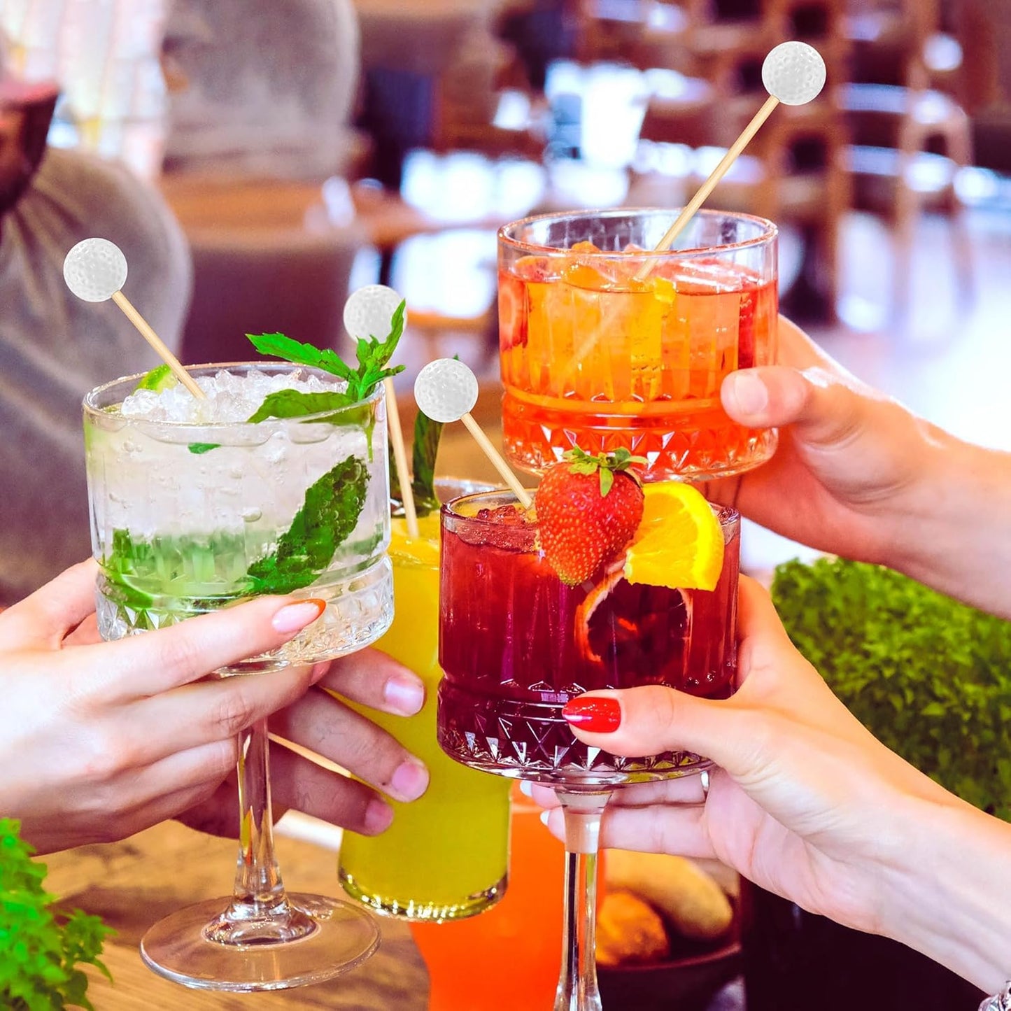 Aneco 100 Pieces Golf Cocktail Picks 4.72 Inch Golf Themed Toothpicks Sports Bamboo Fruit Sandwich Skewer Picks Decorative Toothpicks for Appetizers Cocktail Garnish Party Supplies Catered Events