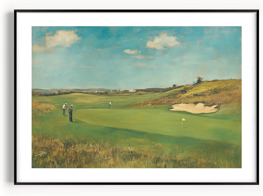 Vintage Golf Course Premium Giclee Fine Art Prints - Antique Style Golf Course Painting Posters, Golf Wall Art, Aesthetic Golfing Poster for Home Office Decor, Ready to Frame