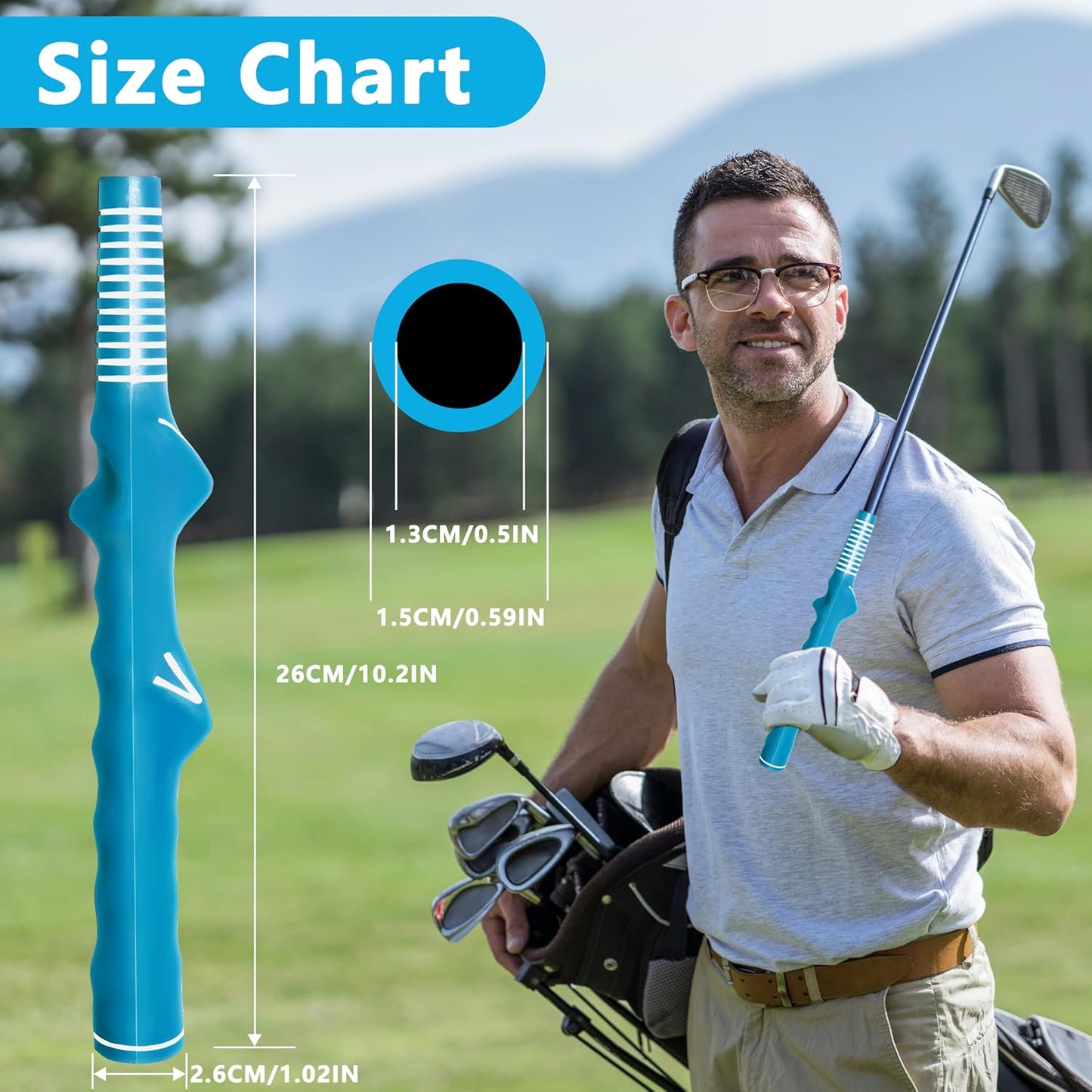 1 Pcs Right-Hand Golf Training Grip:Club,Rubber Swing Grip Trainer,Golf Accessories for Adults,Beginners,All Levels.Improvement Tool for Proper Hand Placement.
