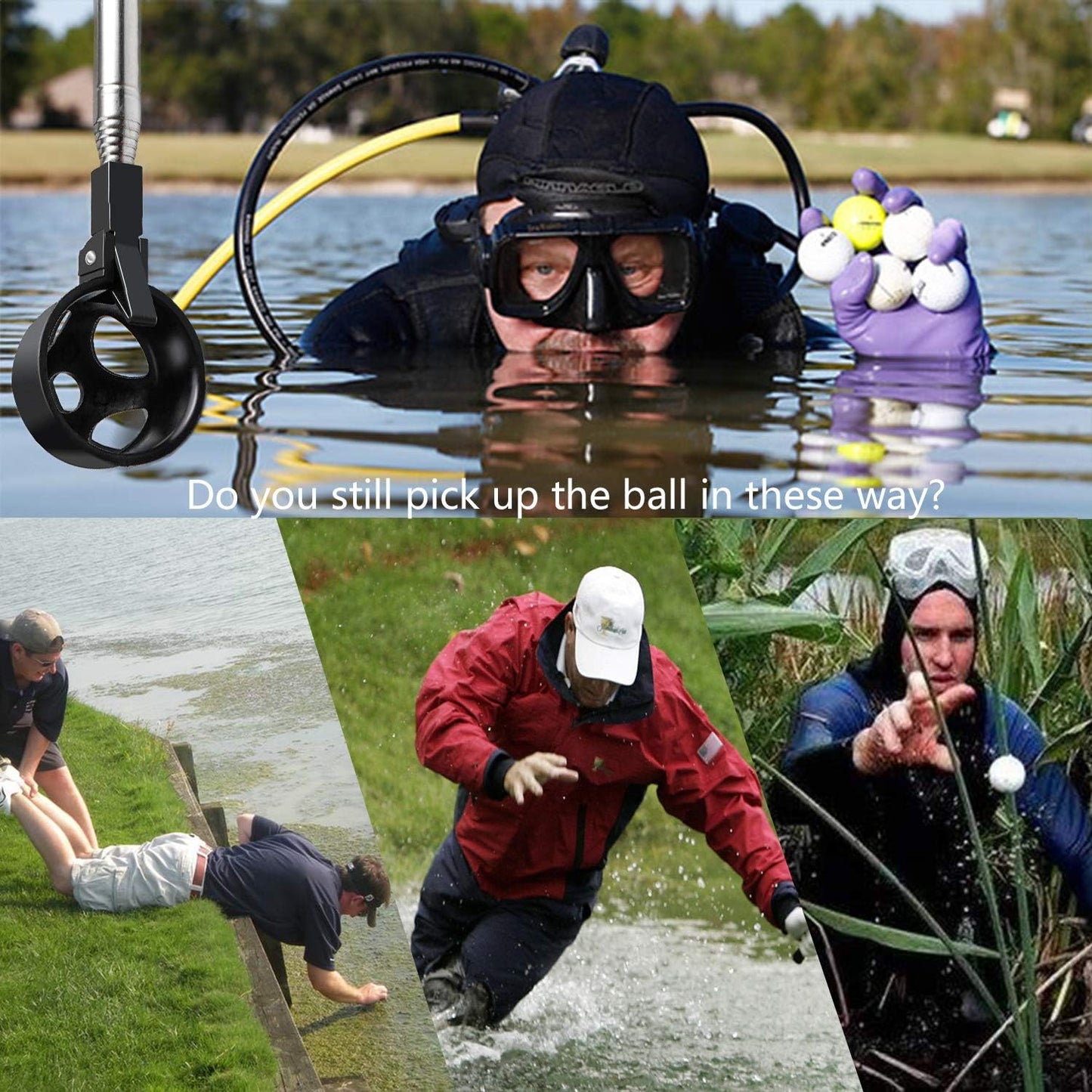 prowithlin Golf Ball Retriever, Golf Balls Retrievers Telescopic for Water with Automatic Locking Scoop, Balls Retriever Tool Golf with Grabber Tool, Golf Accessories Golf Gift for Men