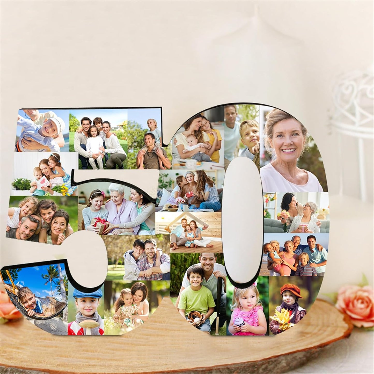 Personalized Numbered Photo Collage Frame with 1-20 Picture Custom Age Wood Picture Frame for Couple Friend Famliy Home Decor Gif for Anniversary Birthday 50th 16th 18th,Numbers Photo Frame