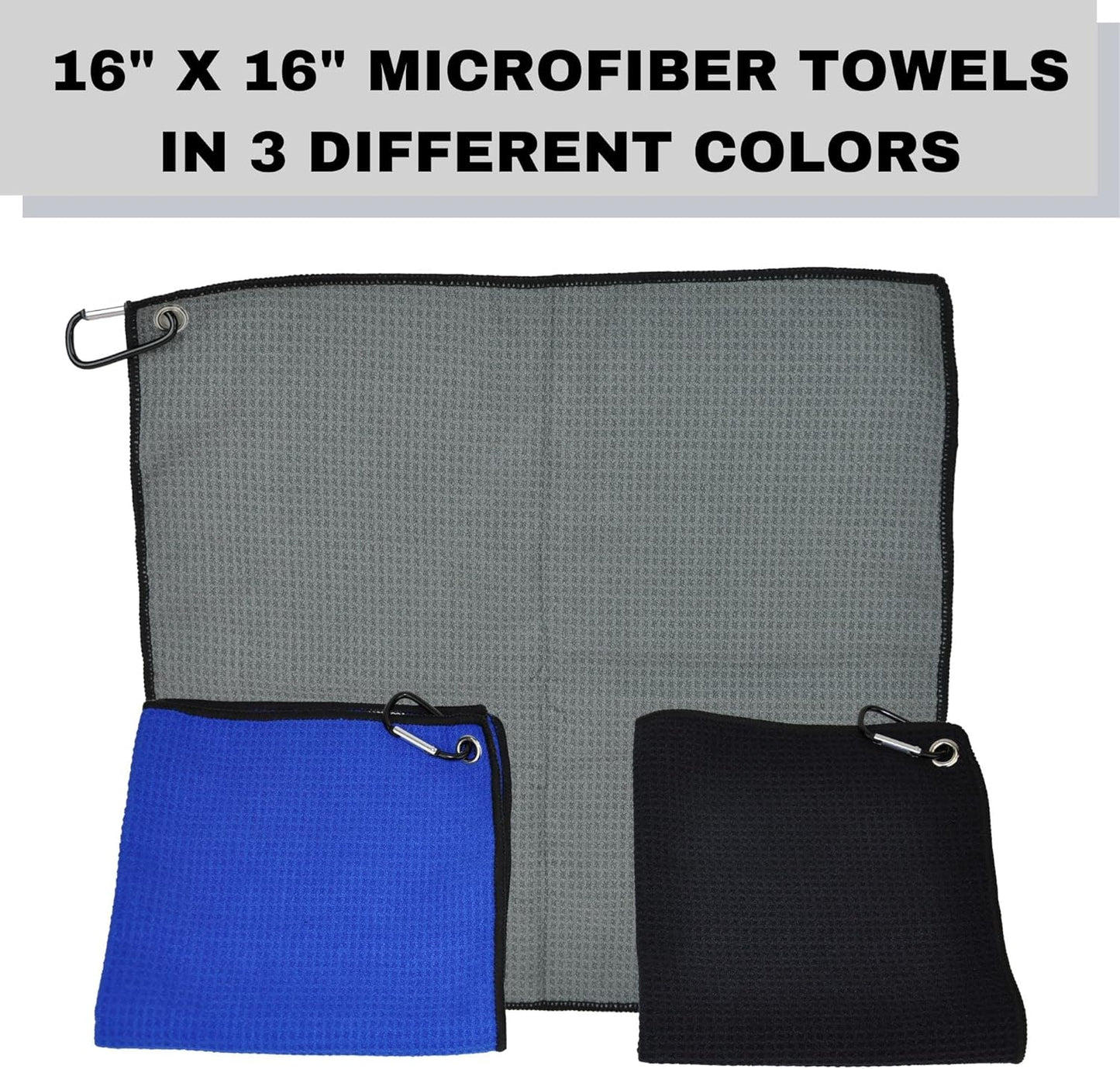 Golf Cleaning Kit | Golf Accessories Gift Kit | 3 Golf Towels |Retractable Cleaning Brush | 2 Pocket Ball Washer Pouches