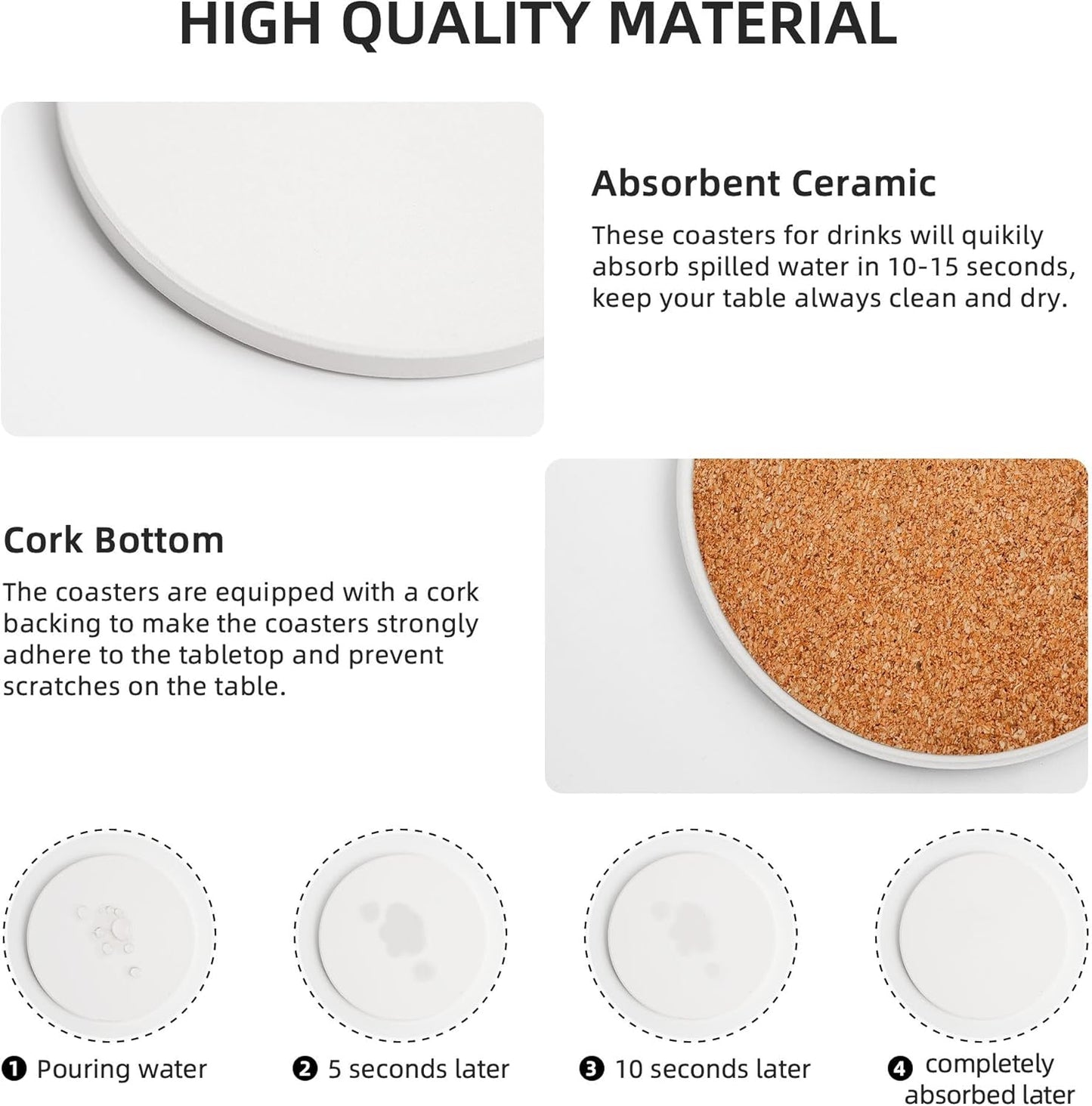 Sunflower Yellow Sun Flower Coasters for Drinks Set of 4, Absorbent Ceramic Drink Coasters for Coffee Table Wooden Table Cup Bar, 4 Inches