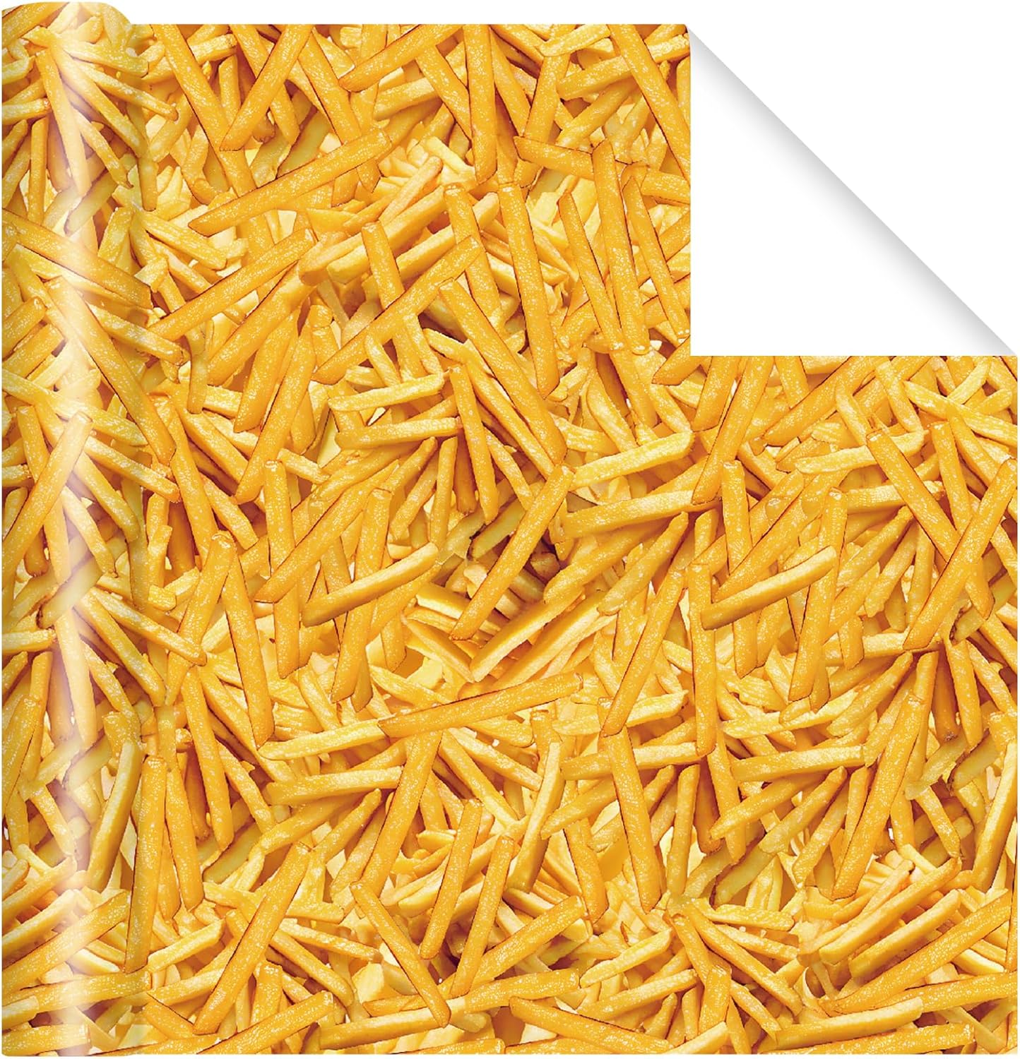 French Fries Wrapping Paper Roll - 17Inch x16.4Feet - Funny Realistic Crispy Fries Pattern Gift Wrap Food Gift Packing Paper for Birthday,Party