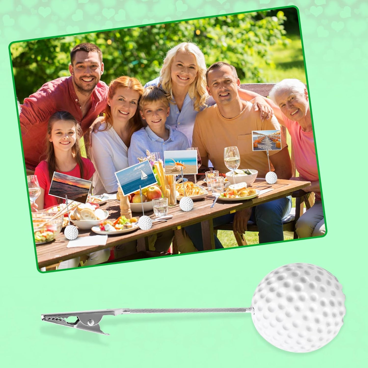 20 Pcs Golf Ball Card Holder Golf Ball Picture Clips Name Place Card Holder Alligator Clips for Office Menu Wedding Party Events Decoration