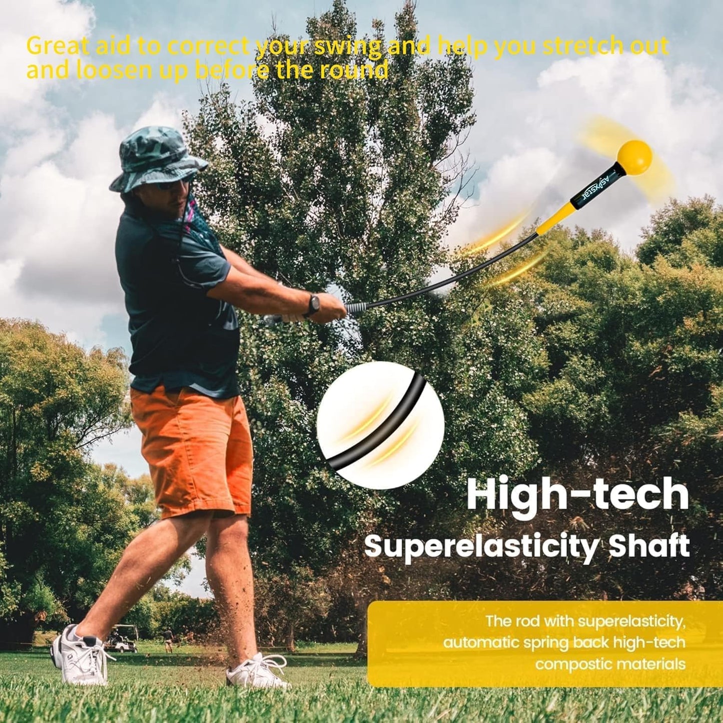 Golf Swing Trainer Aid - Golf Training aid with Grip Trainer Training Equipment, Power Flex Swing Training aid for Strength,Balance, and Tempo Swing Speed Trainer