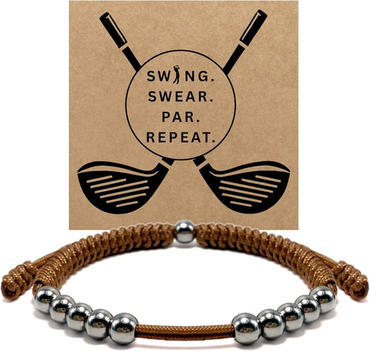 LAMIBEE Premium Golf Stainless Steel 10 Bead Score Counter Bracelet, Golf Stroke Count Bracelet, Resizable Easy Adjust Golf Round Scoring Tracker, Durable Stylish Golf Accessory