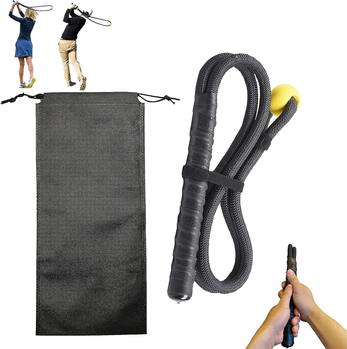 Golf Swing Training Aid,Golf Rope Swing Trainer with Ball and Grip to Improve Speed,Accuracy,Rhythm,Flexibility and Strength,Multi-Purpose Training Rope Portable Tool for Indoor/Outdoor Practice
