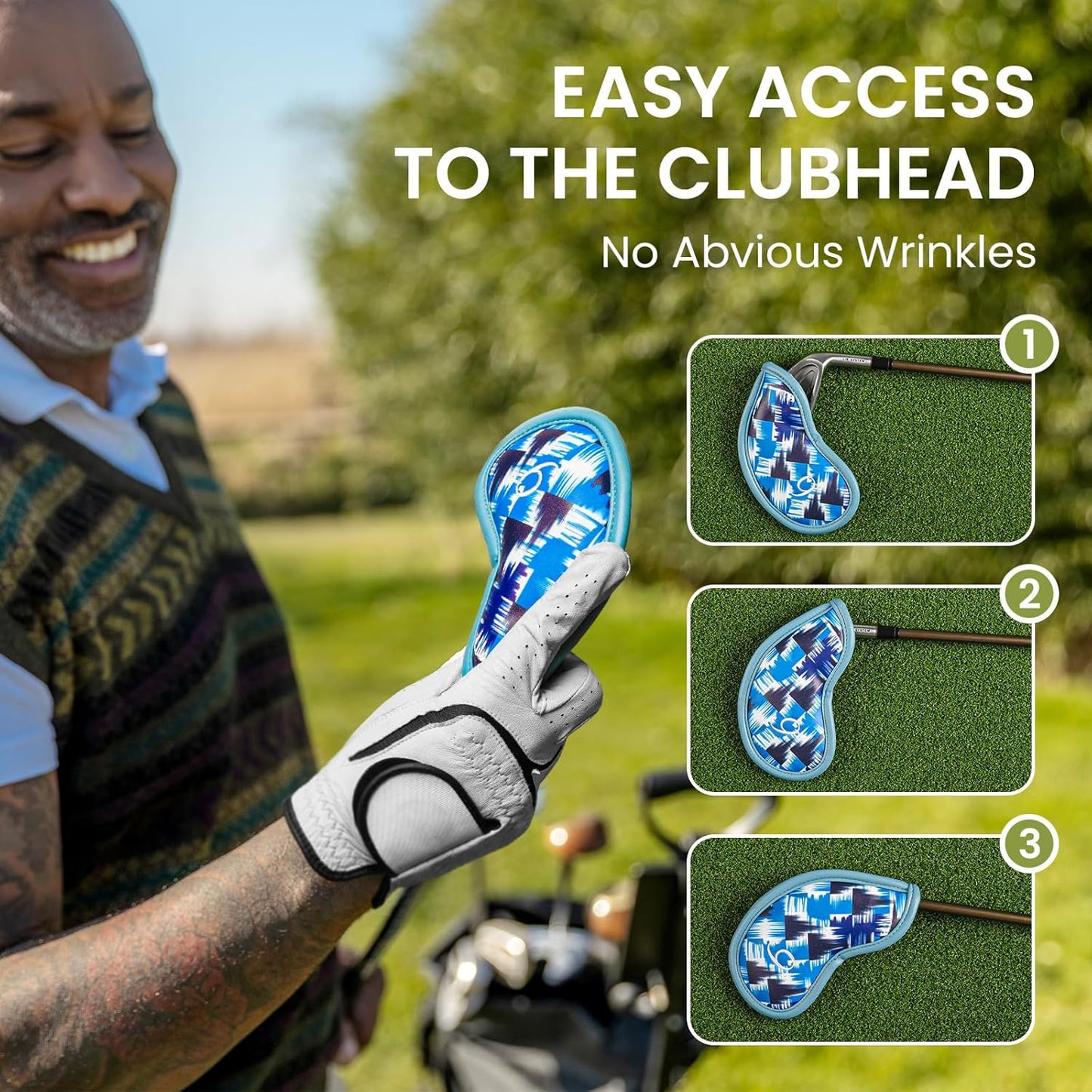 Golf Club Covers Iron Value 12 Pack Stylish Synthetic Leather Headcover, Embroidery Numbers Head Covers Universal Protector Fit Main Iron Wedge Clubs, Accessories Travel for Men Women