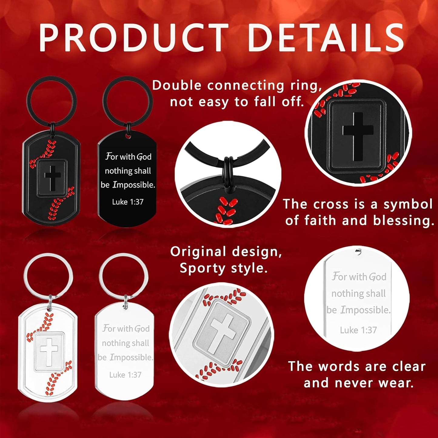 Football/Baseball/Soccer/Basketball Keychain for Men First Communion Baptism Confirmation Mens Gifts