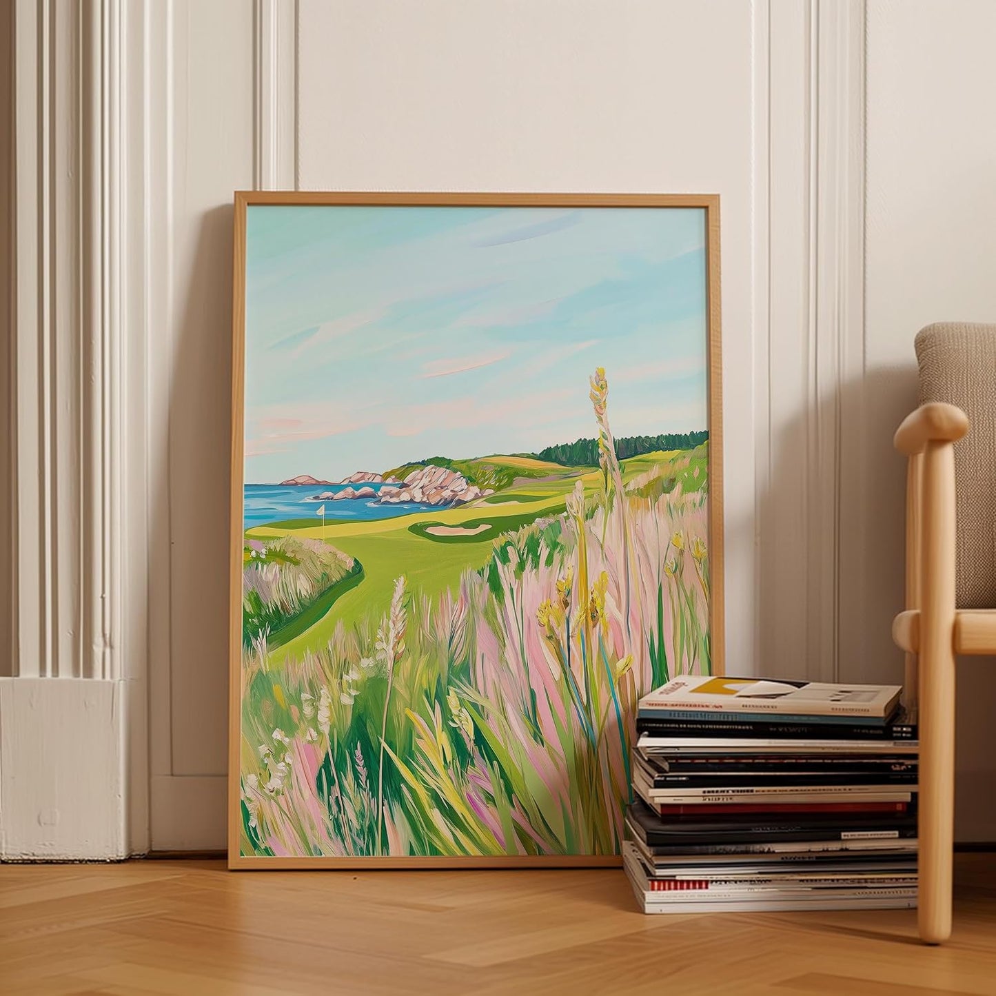 Golf Course Floral Pastel Art Print Posters - Premium Giclee Fine Art Prints - Golf Course Home Decor Posters, Golfer Art Prints for Home and Office Decor - Vintage Aesthetic, Ready to Frame