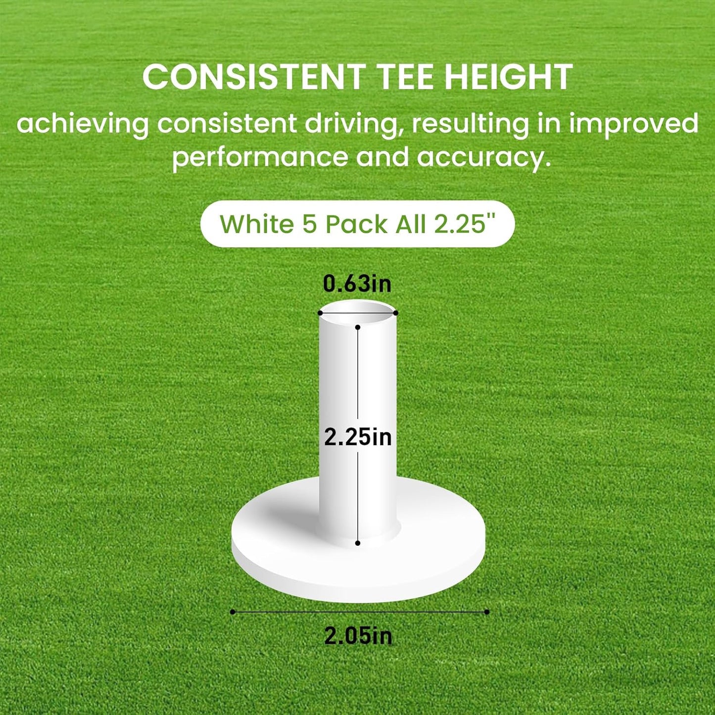 FINGER TEN Golf Rubber Tees Driving Range Value 5 Pack, Mixed Size or 5 Same Size for Practice Mat