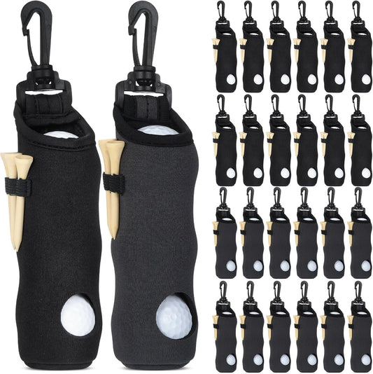 24 Pcs Golf Ball Holder Pouch with Tee Holder Keychain Belt Clip Hook Golf Carry Bag for Women Ladies Man Gifts