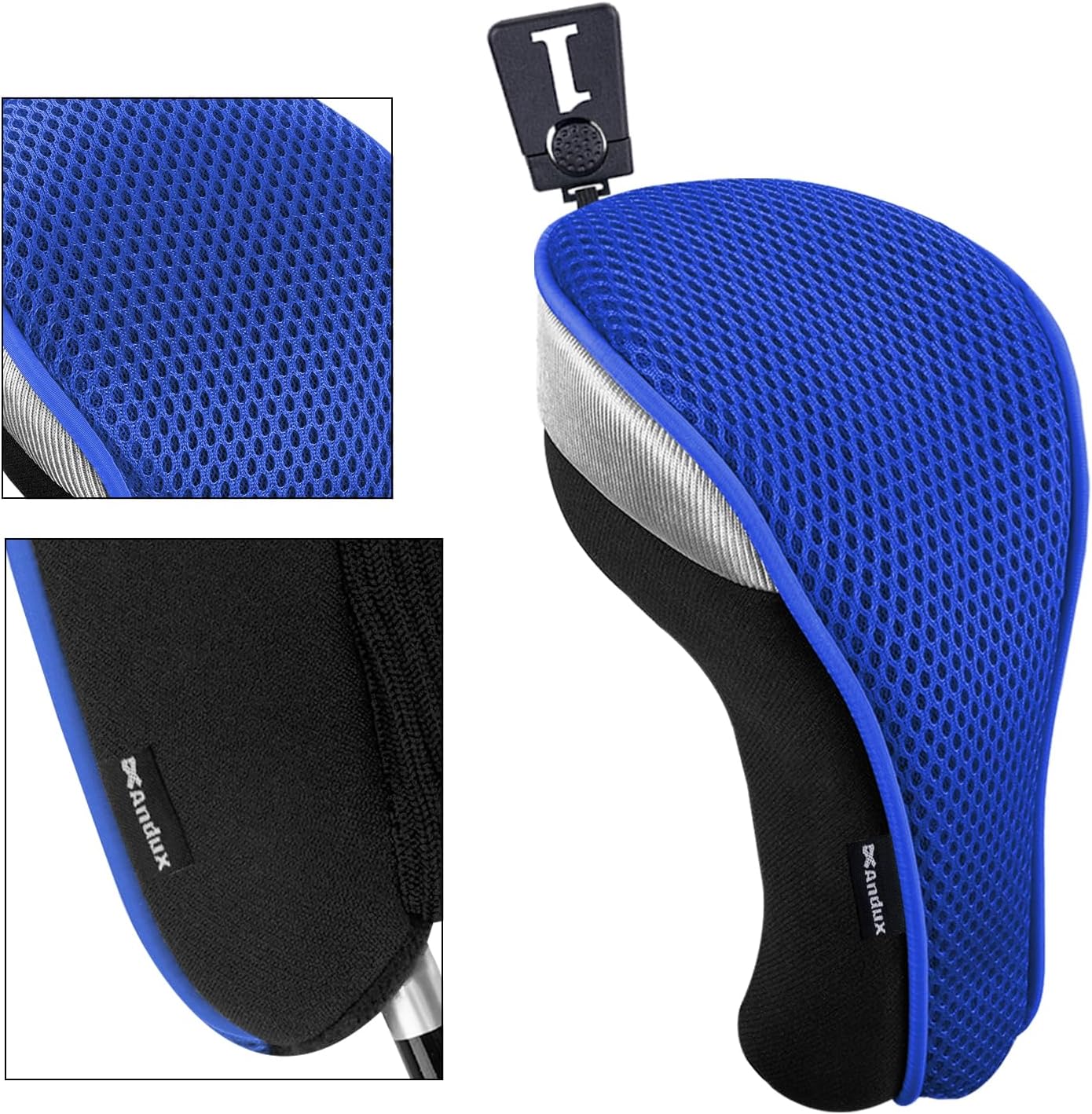 Andux 4pcs/Pack Mesh Golf 460cc Driver Fairway Wood Club Head Covers with Interchangeable No. Tags