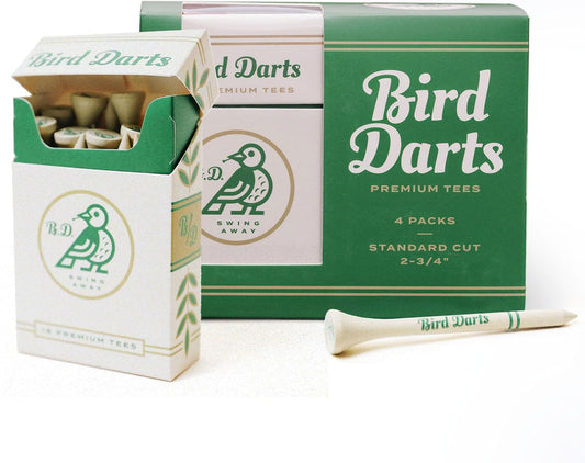 Premium Bamboo Wood Golf Tees, 18/72/180 Units (Packs of 18), 2 ¾ Golf Tees in Cigarette-Style Packaging, Durable, Biodegradable, Golf Tees Wood for Stylish Golfers