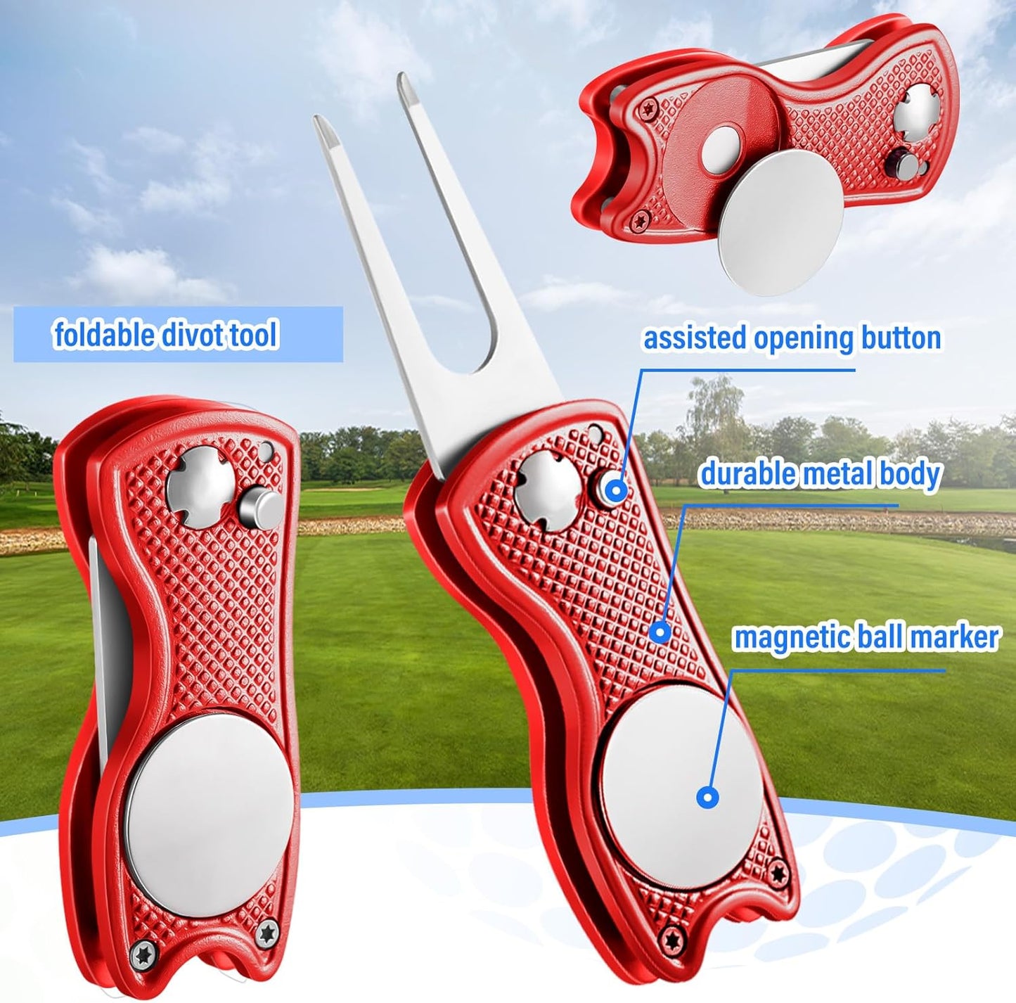 Liliful 12 Pcs Golf Accessories Kit, Include Golf Ball Bag with Hook Towel Tees Magnetic Ball Marker Divot Tool Cleaner Brush for Women Man Gifts