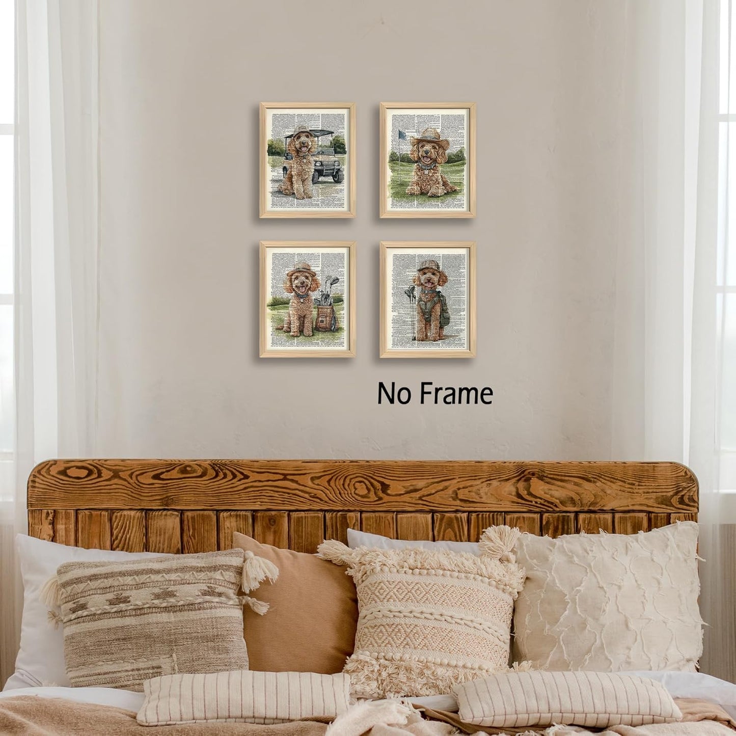 KSDUT Vintage Dog Golf Wall Decor Art Set of 4 - Retro Poodle Artwork Poster Prints Golf Club Wall Decor Golf Gifts Wall Art for Nursery Sports Room Dorm Decorations - 8"x10" Unframed