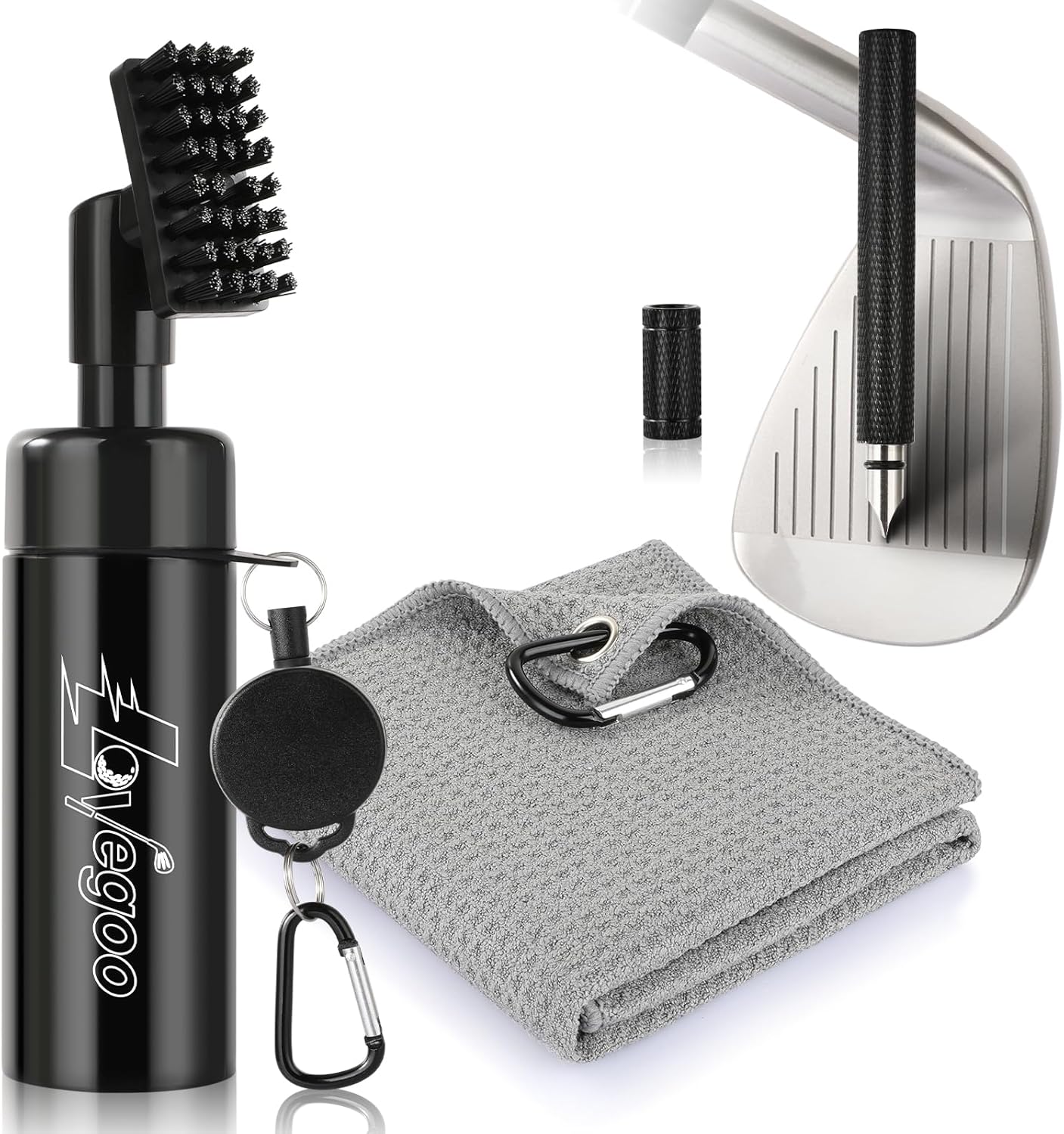 Golf Club Cleaner 3-in-1 Golf Club Cleaning Kit Includes Golf Club Brush wtih 5 oz Water Groove Sharpener Tool and Golf Towel - Essential Golf Accessories & Gifts for Golfers