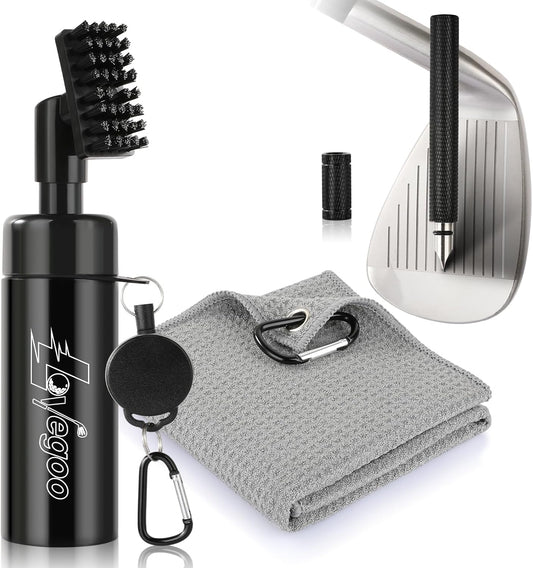 Golf Club Cleaner 3-in-1 Golf Club Cleaning Kit Includes Golf Club Brush wtih 5 oz Water Groove Sharpener Tool and Golf Towel - Essential Golf Accessories & Gifts for Golfers