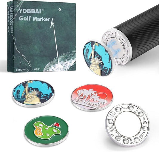 Golf Ball Marker Set with Magnetic Putter Grip Mount Golf Accessories for Men Women, Easy-to-Find Markers for Putting, Funny Golf Gifts, Unique Golf Gadgets for Golfer