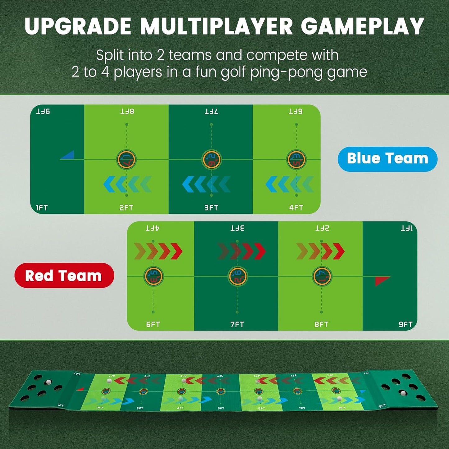 Golf Putting Game Putting Green Golf Putting Mat Indoor Outdoor Pratice Golf Game Set for Office Backyard Party