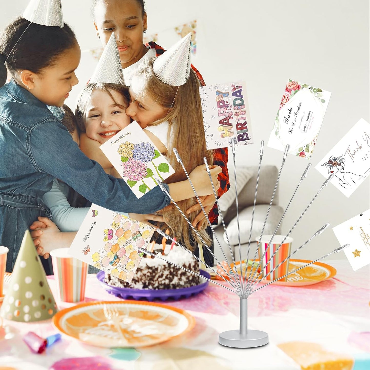 Silver Photo Tree Holder with Metal Base,12 Clips Flexible & Durable Branches Money Trees Gift Card Holder with Clips,Picture Trees to Hold Photos for Christmas Wedding Greeting Birthday Party Gift