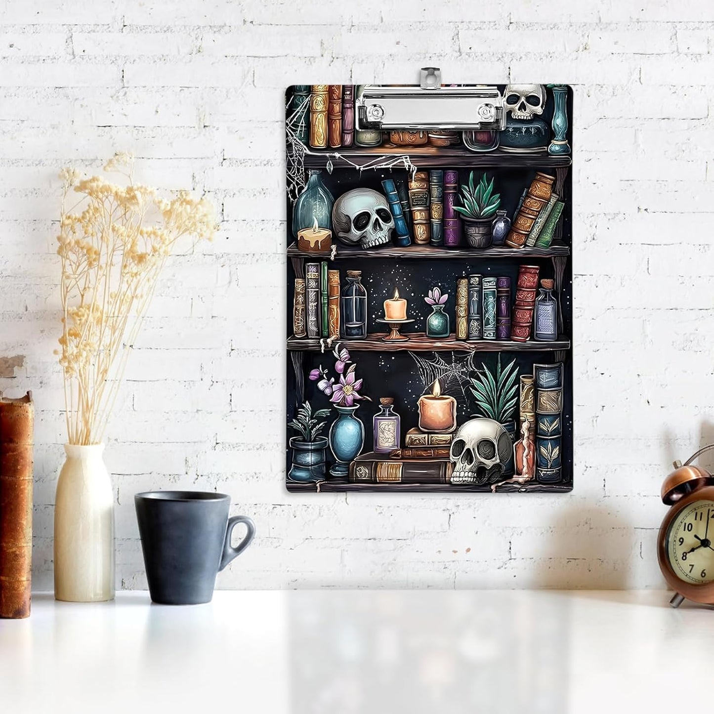 Plastic A4 Clipboards, Cute Fashion Clipboard Decorative, 12.2" x 8.7" Standard A4 Size Clipboards, Plastic Acrylic Clipboard for Teacher, Social Worker, Students,Women, Office Supplies (Bookshelf)