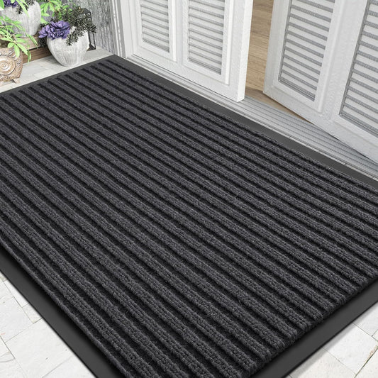 Yimobra Front Door Mat Outdoor Indoor Entrance, 100% Waterproof All-Season All Weather Doormat, Welcome Matt Outside Entry, Non Slip, Low Profile, Heavy Duty Patio Porch Floor Mats,47 x 32,Grey