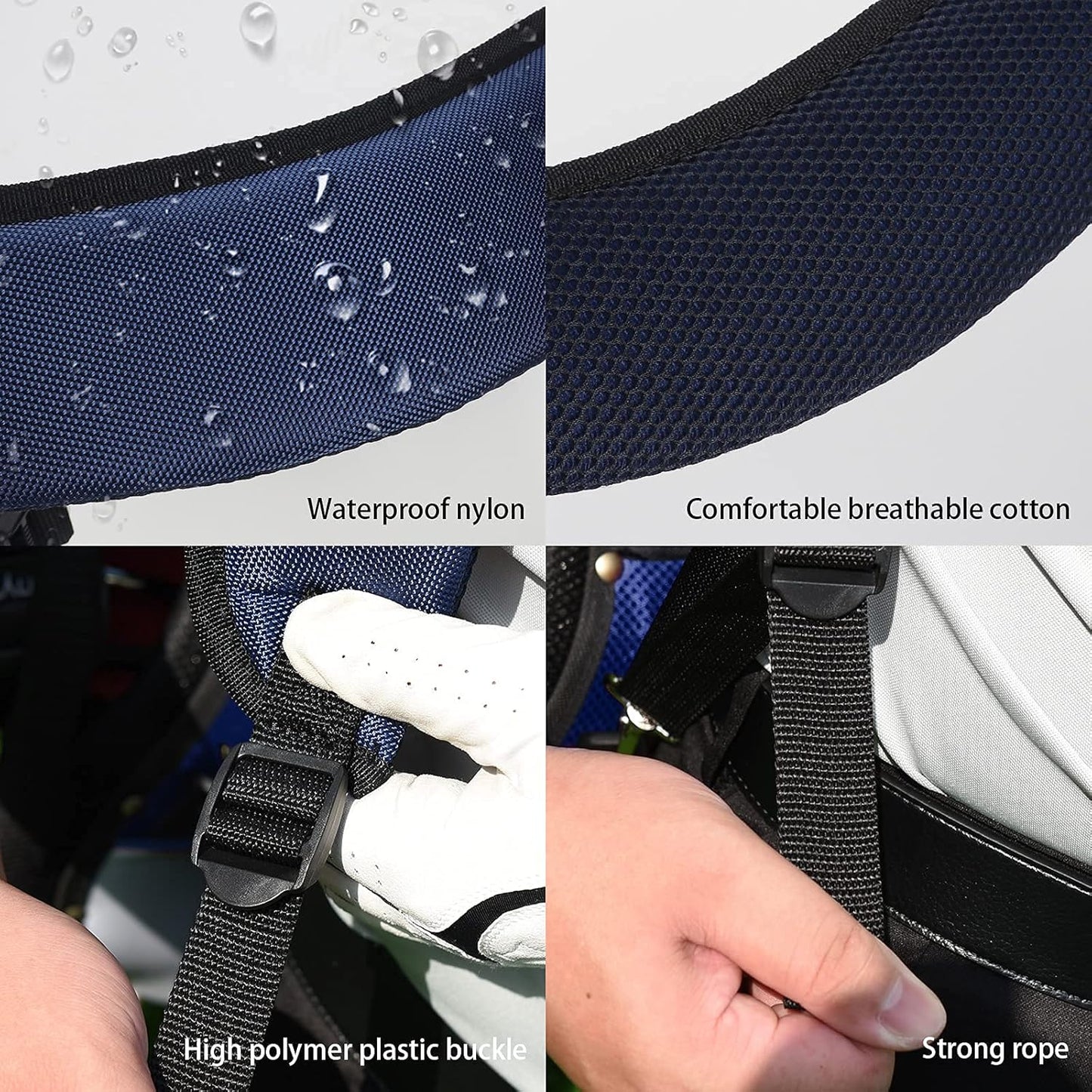 BIG TEETH Golf Bag Strap,Adjustable Padded Bag Strap Replacement,Golf Double Shoulder Bag Straps with 4Pcs Rotate Hooks