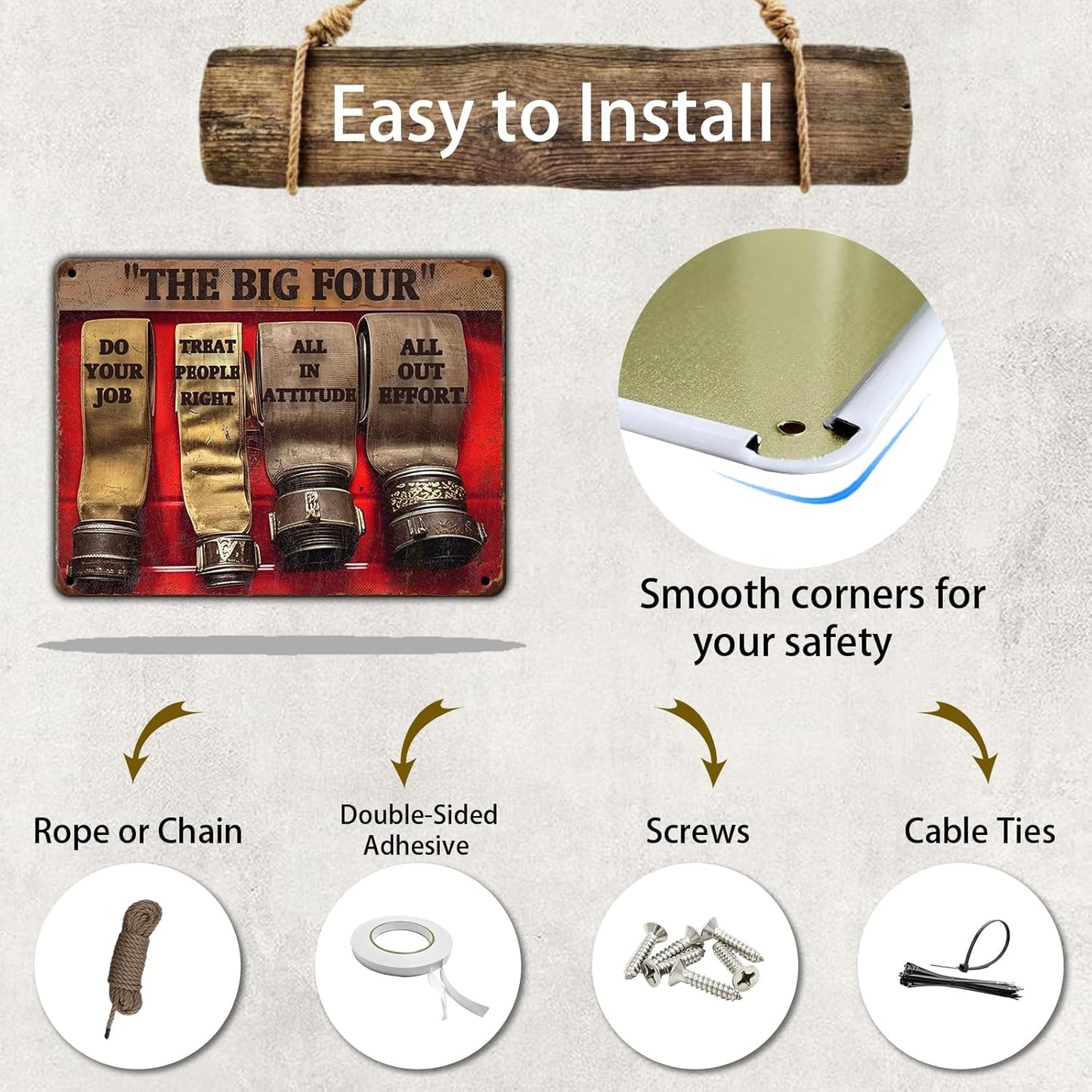 The Big Four Firefighter Do Your Job Firefighter Metal Tin Sign 12x16 Inch Retro Firefighter Metal Poster Plaque Fun Firefighter Tin Sign Home Kitchen Garden Bar Coffee Man Cave Wall Decor