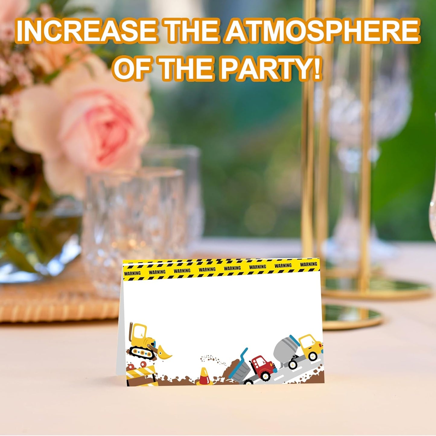Construction Place Cards, Dump Truck Table Place Cards For Table Setting, Engineering Car Name Cards For Birthday Party Baby Shower Dinner Wedding, 25 Cards Included -02