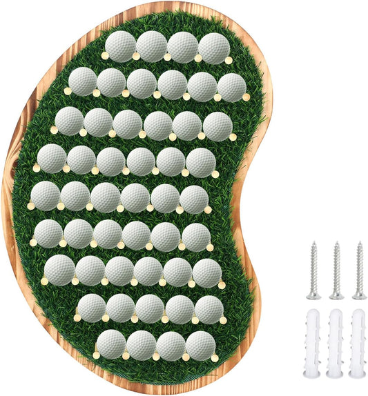 40-Golf Ball Display Rack Golf Ball Collection Display Stand Green Wall Mount Cabinet Holder for Gifts Adult Golfs Enthusiasts