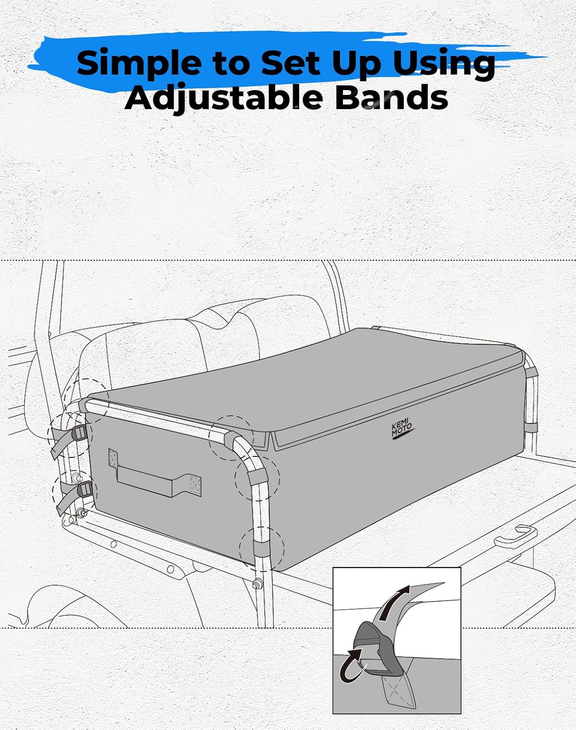 KEMIMOTO Universal Golf Cart Shopping Storage Bag for 2+2 Passengers Golf Cart, Compatible with Club Car, EZGO, Drive, and Kandi Electric Carts, Black