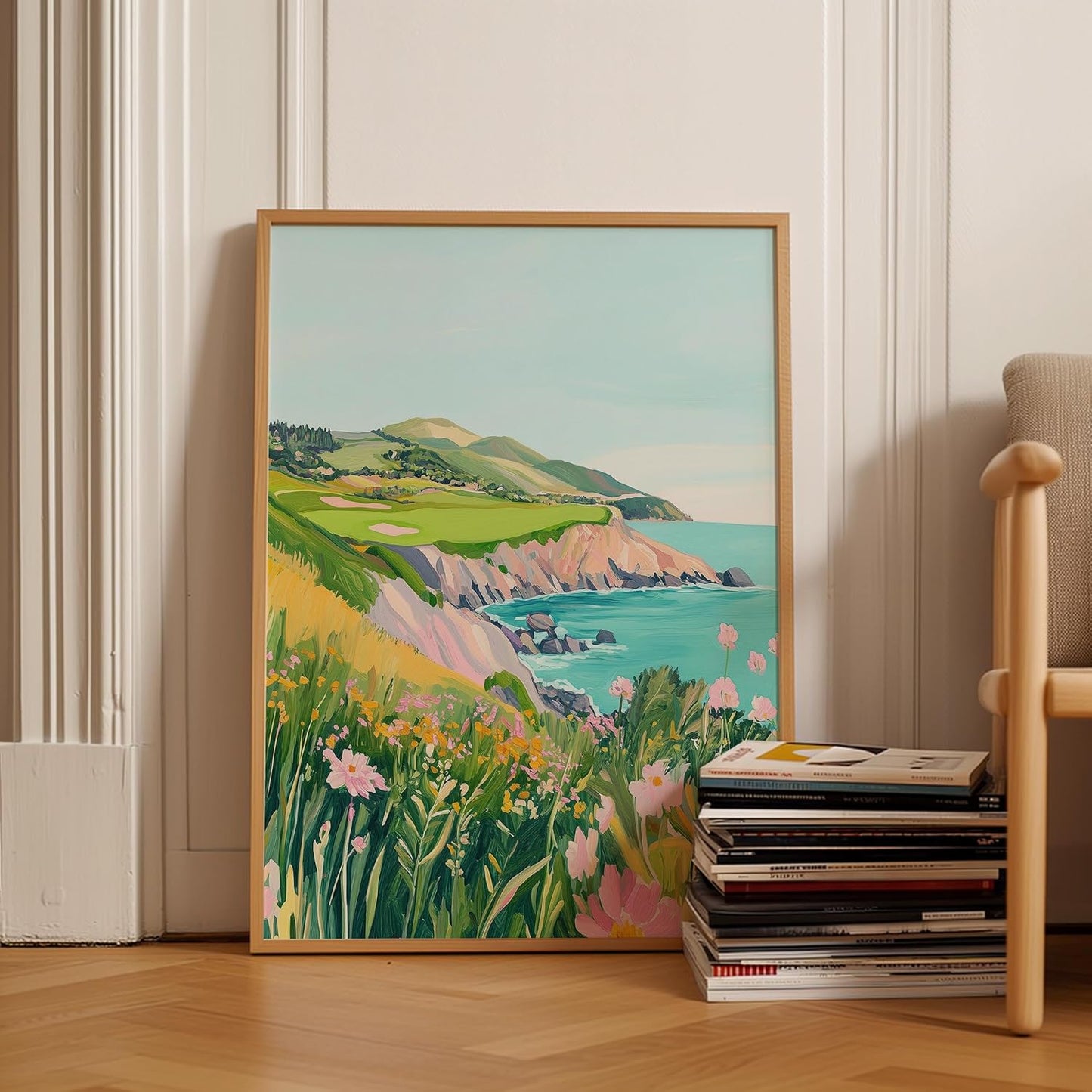 Golf Course Floral Pastel Art Print Posters - Premium Giclee Fine Art Prints - Golf Course Home Decor Posters, Golfer Art Prints for Home and Office Decor - Vintage Aesthetic, Ready to Frame